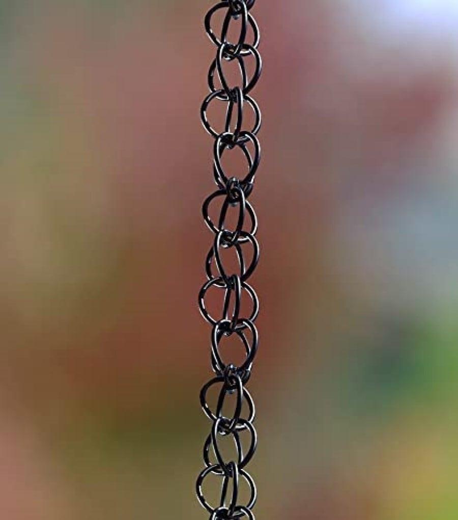 Monarch Rain Chains Aluminum Traditional Link Rain Chain, 8.5 ft Black Powder Coated Aluminum Decorative Rain Catcher Chain for Gutters, Black Aluminum Rain Gutter Replacement Downspout