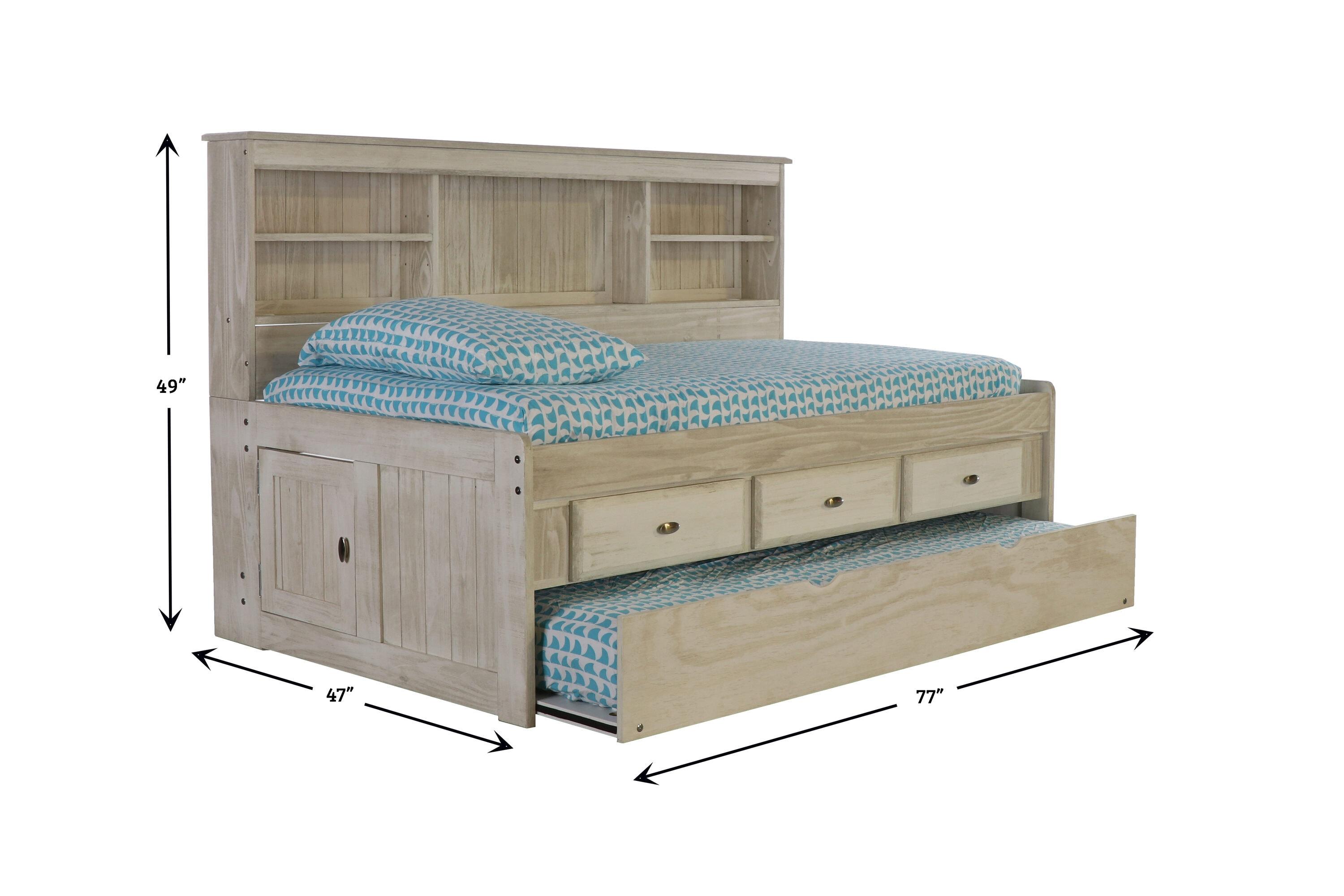 American Furniture Classics OS Home and Office Furniture Model 85222K3-22, Solid Pine Twin Daybed with Three Sturdy Drawers and a Twin Sized Trundle in Light Ash