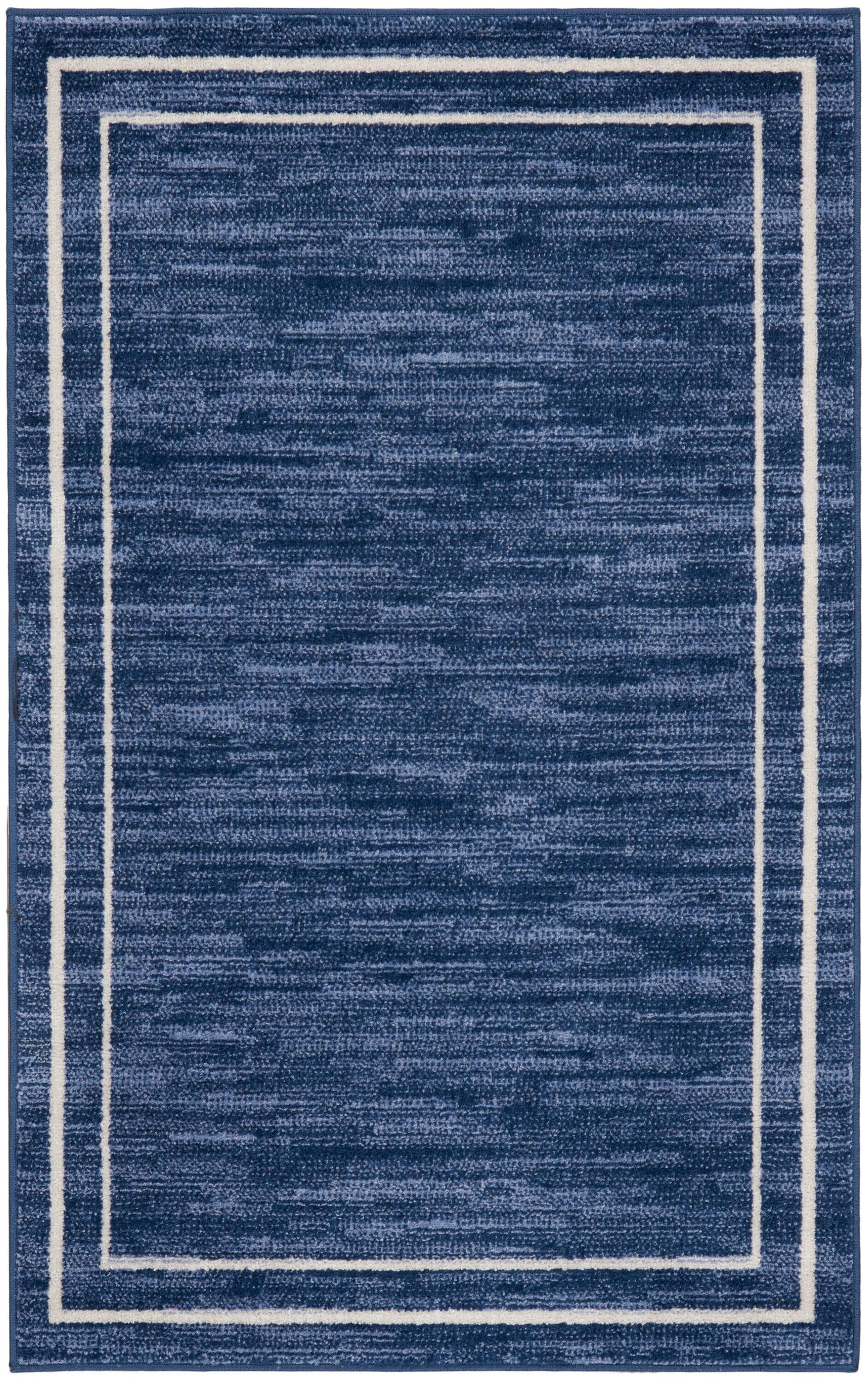 Nourison Essentials 3' x 5' Navy/Ivory Contemporary Indoor/Outdoor Rug