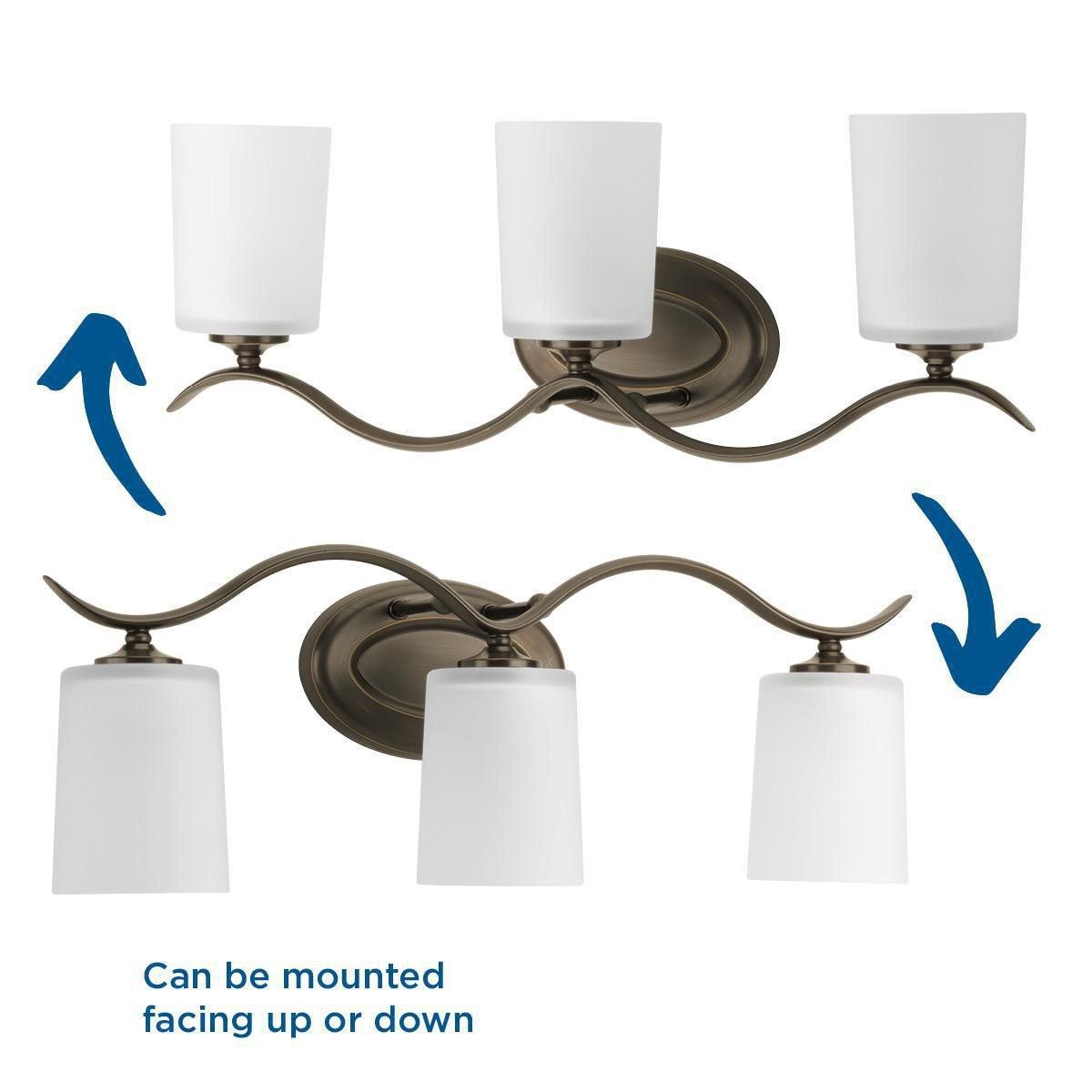 Progress Lighting Inspire 3-Light Wall Sconce, Antique Bronze, Etched Glass Shade