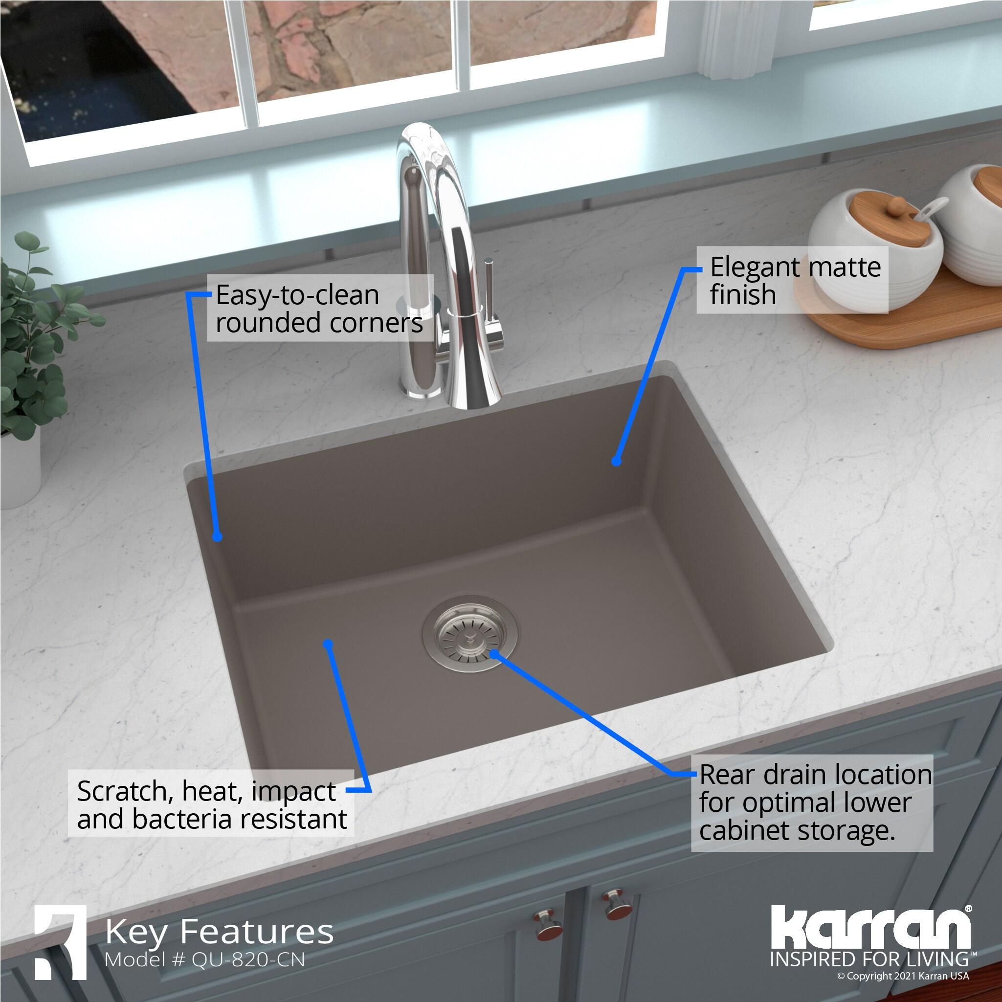Karran Quartz 24-3/8'' X 19-1/8'' Single Bowl Undermount Kitchen Sink