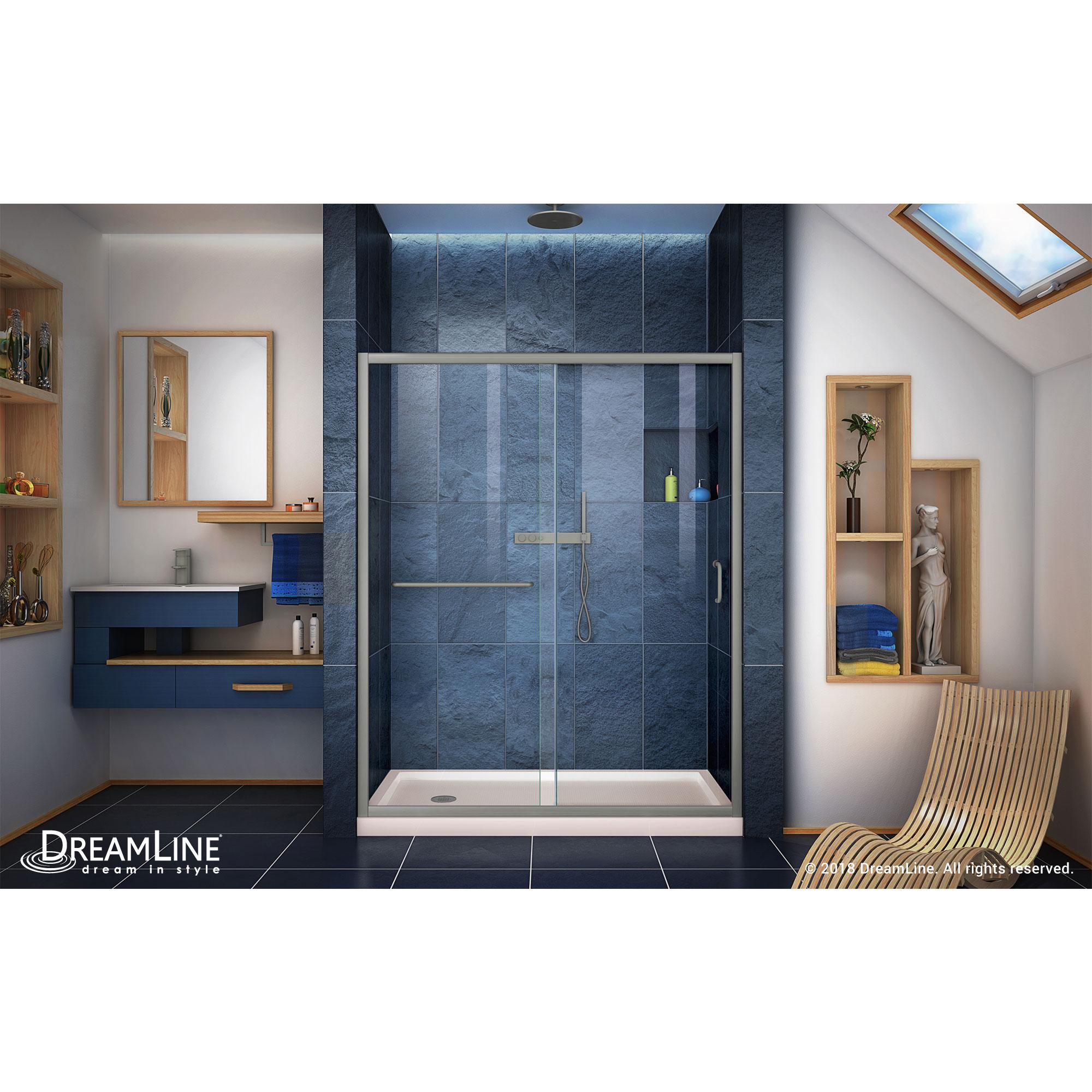 Infinity-Z 60" W x 30" D x 74.75" H Semi-frameless Sliding Shower Kit
