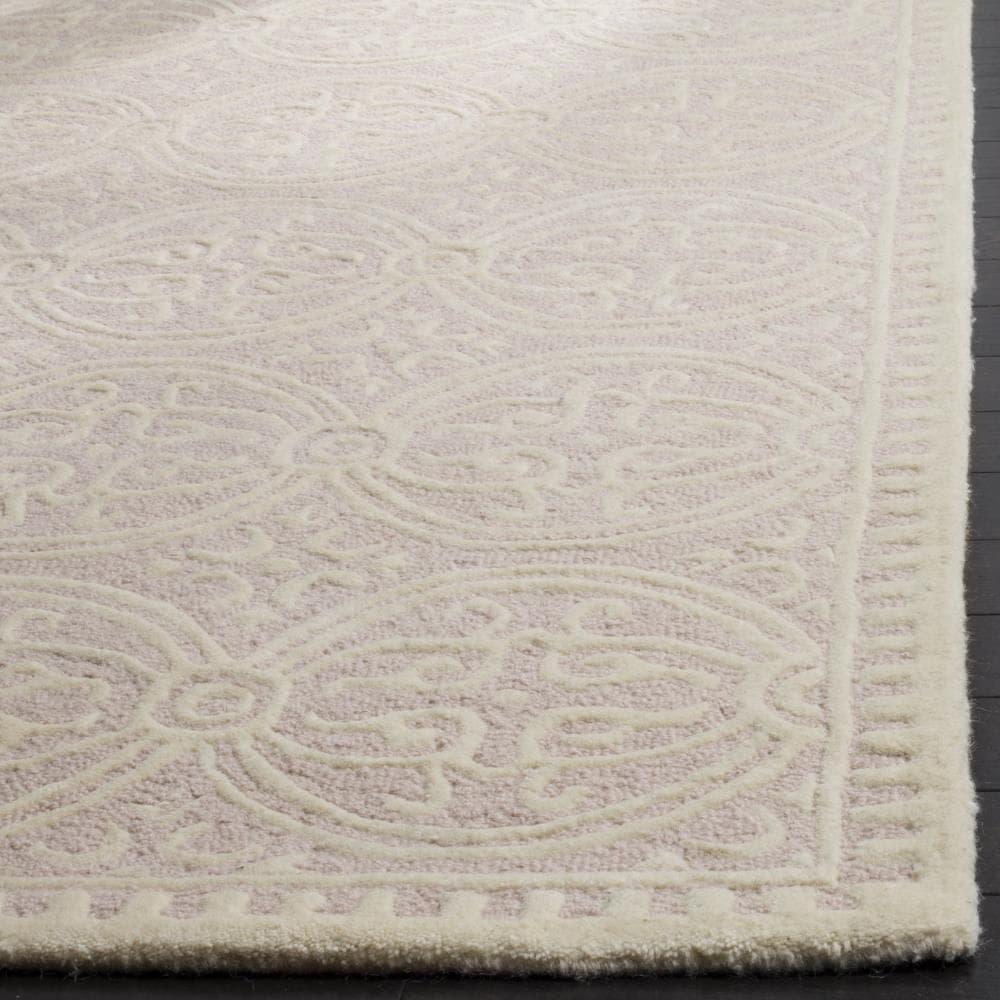 SAFAVIEH Cambridge Leslie Geometric Wool Runner Rug, Light Pink/Ivory, 2'6" x 10'