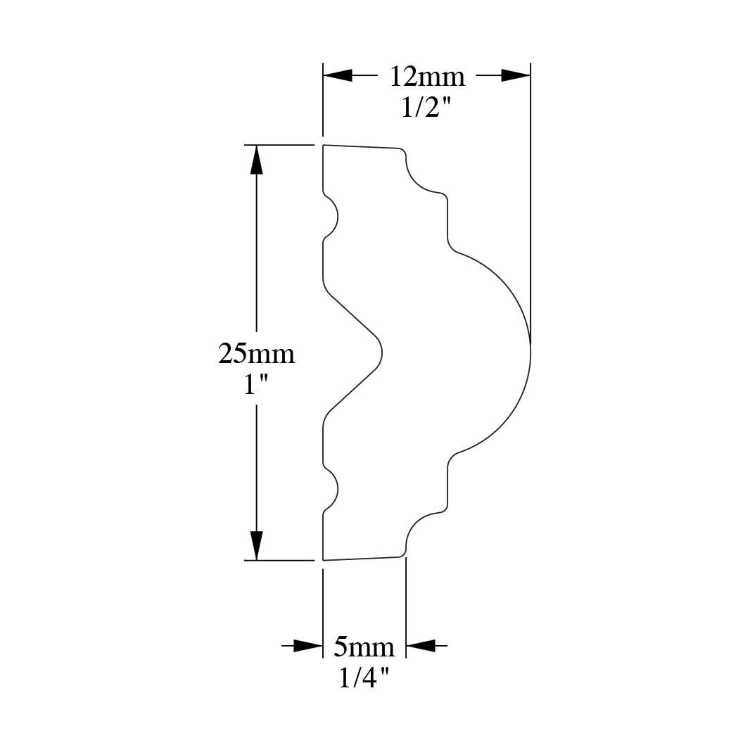 1'' H x 78'' W x 0.5'' D Plastic Chair Rail (Set of 12)