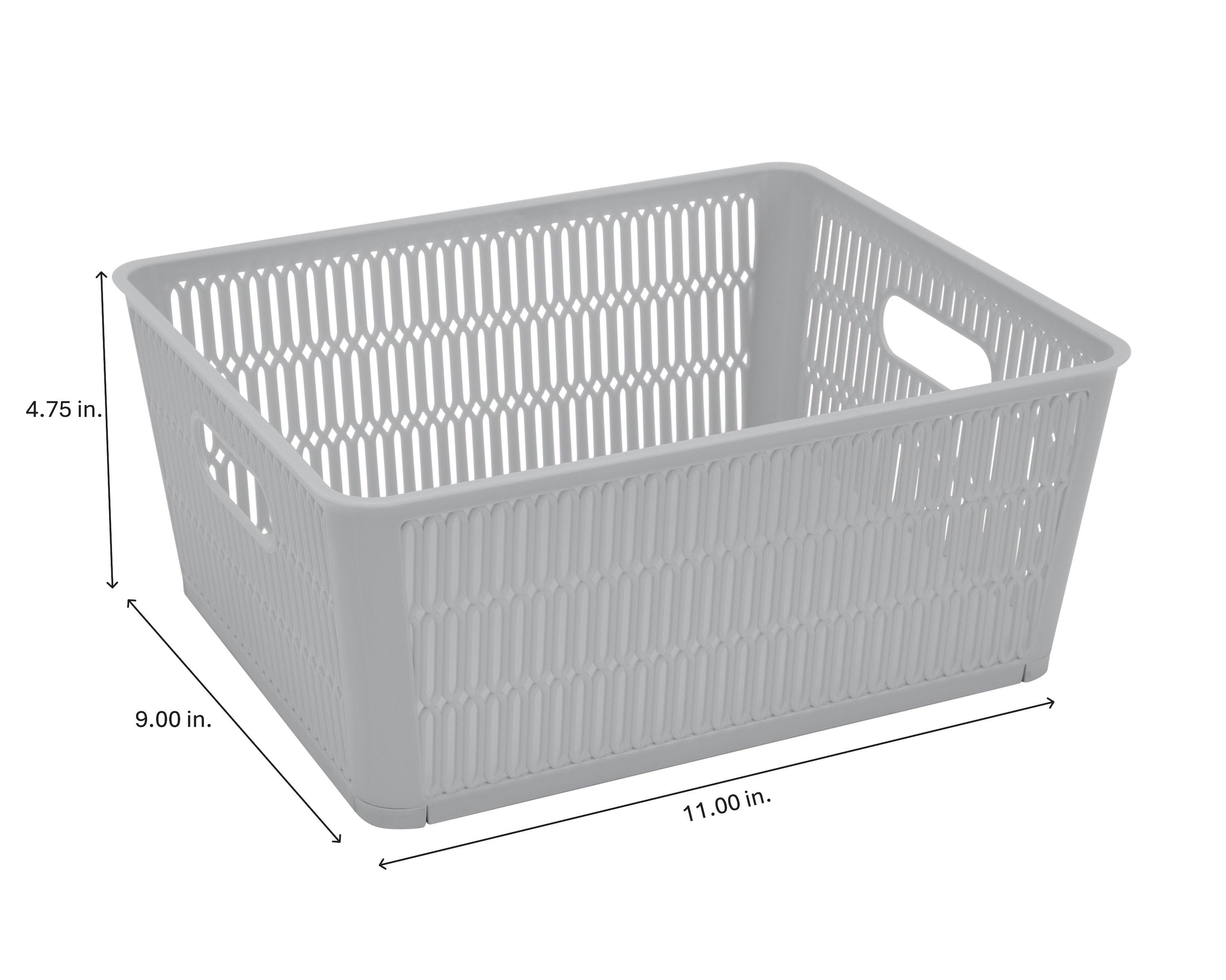 Simplify Slide 2 Stack It 2 Pack Plastic Storage Basket in Grey