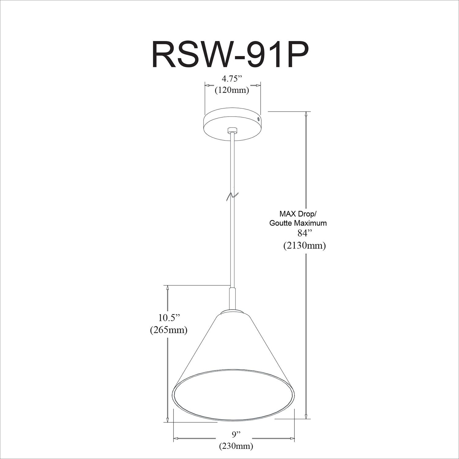 Dainolite - Roswell - 1 Light Pendant with Clear Glass-Polished Chrome Finish