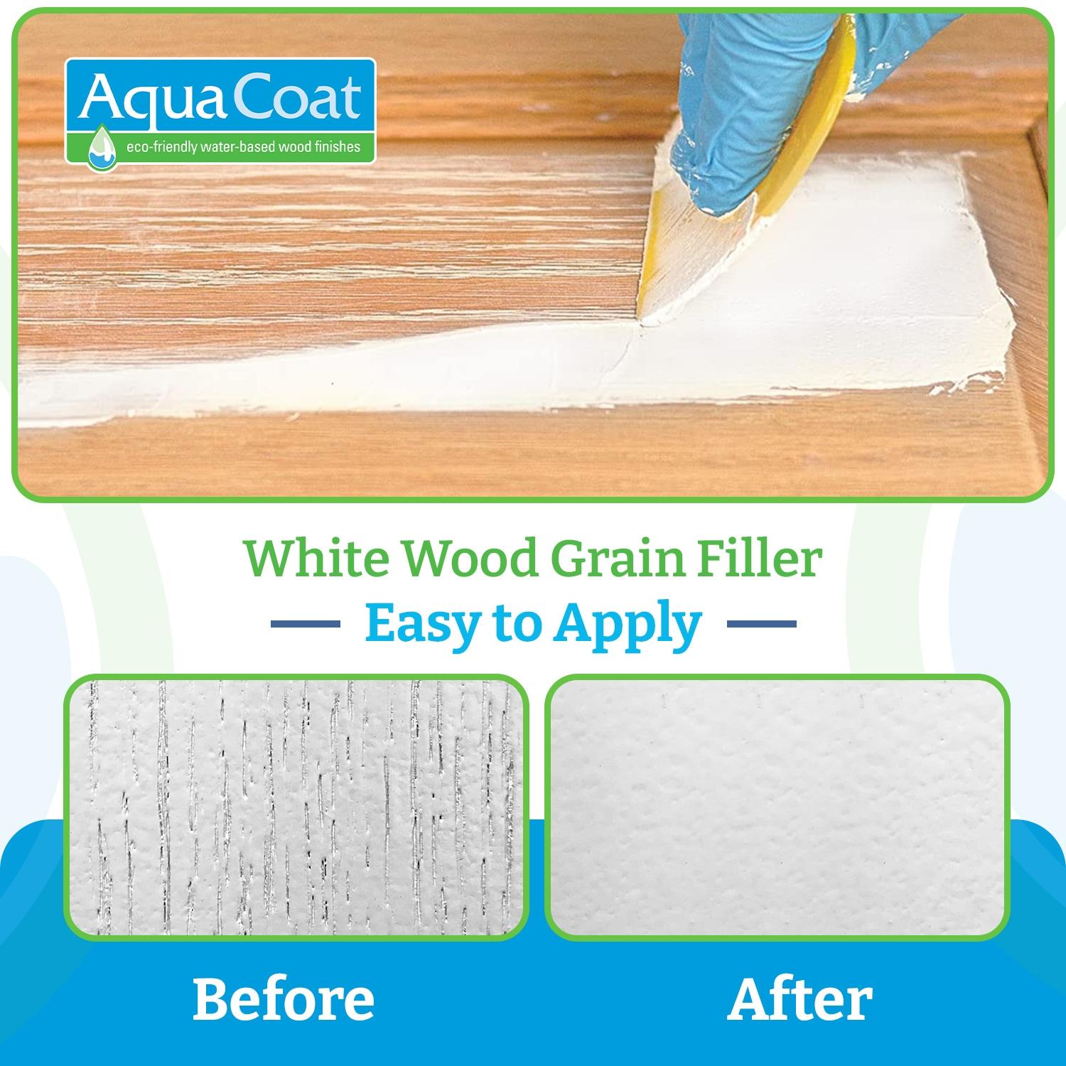 Aqua Coat Water-Based White Cabinet Wood Grain Filler Gel – Fast Drying, Low Odor White Wood Filler, Sandable & Paintable for Interior & Exterior Repairs, Upgrades & Restorations – 32 oz