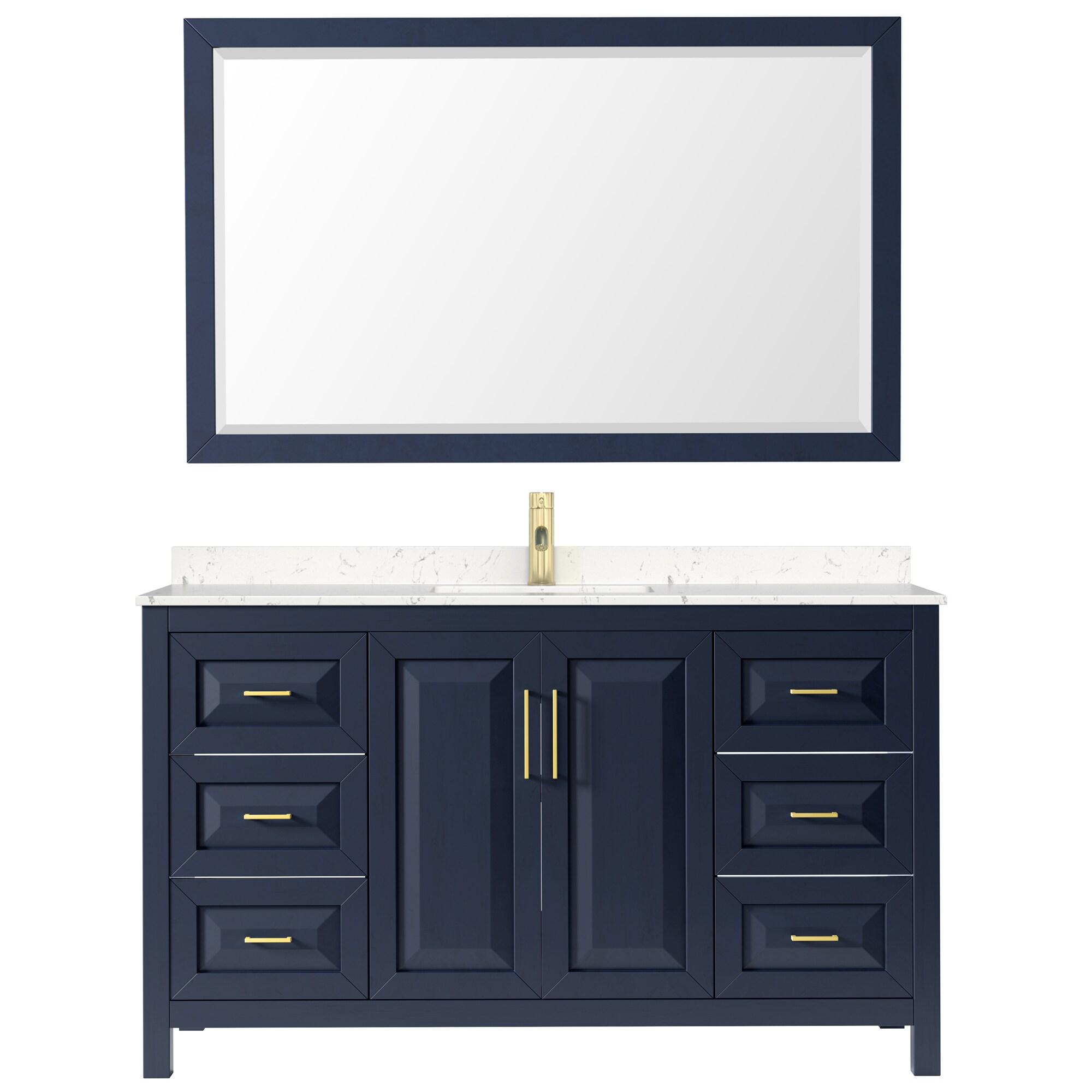 Wyndham Collection Daria 60'' Single Bathroom Vanity with Marble Top with Mirror