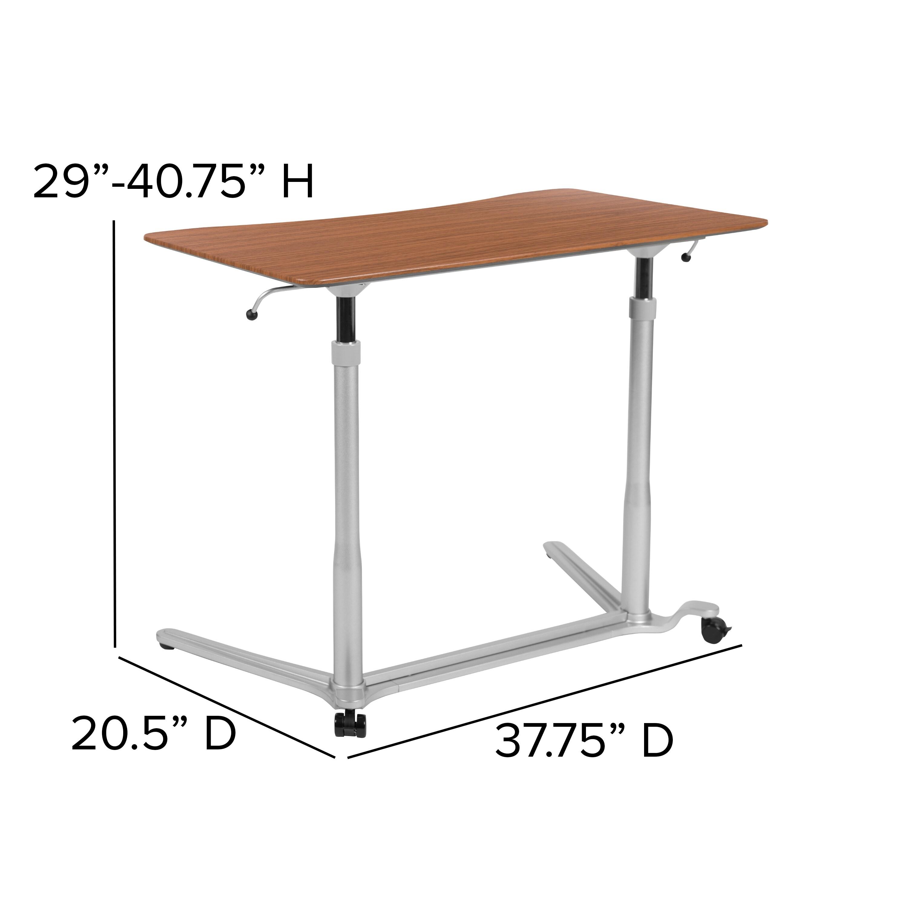 Flash Furniture Sit-Down, Stand-Up Cherry Computer Ergonomic Desk with 37.375"W Top (Adjustable Range 29" - 40.75")