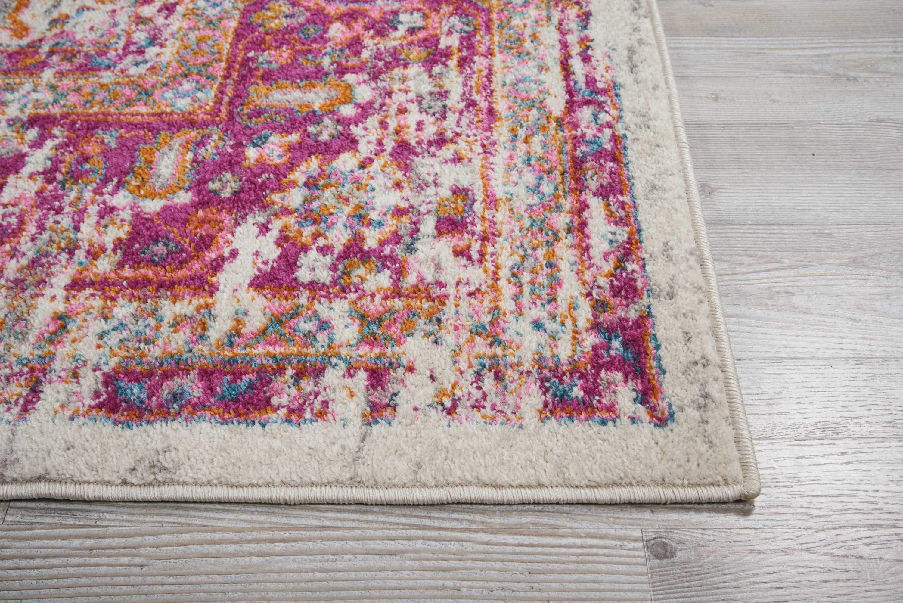 Nourison Passion Medallion Bohemian Indoor Rug Ivory/Fuchsia 8' x 10'