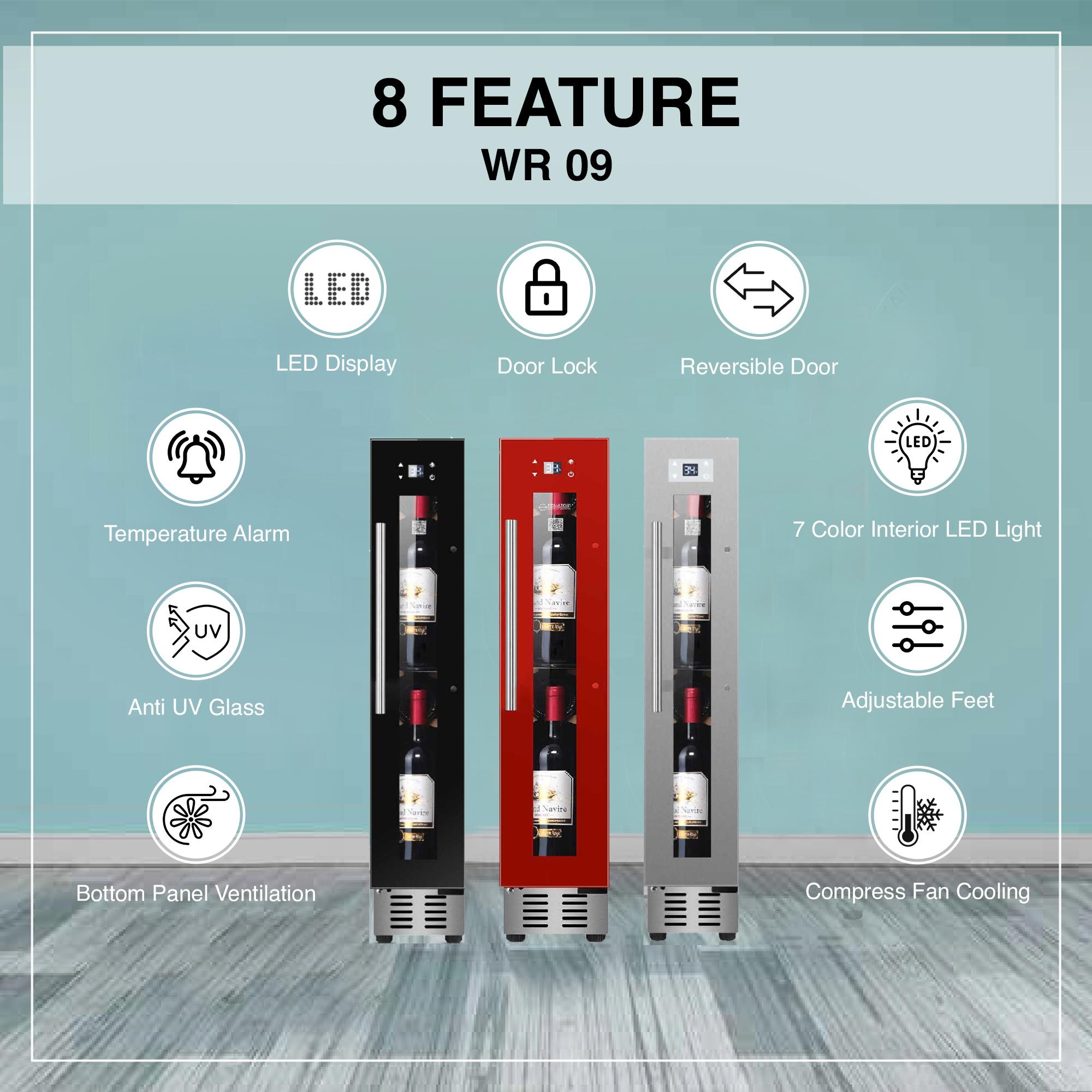 9 bottle Built-in/Freestanding Wine Ref with 7 color LED Lights