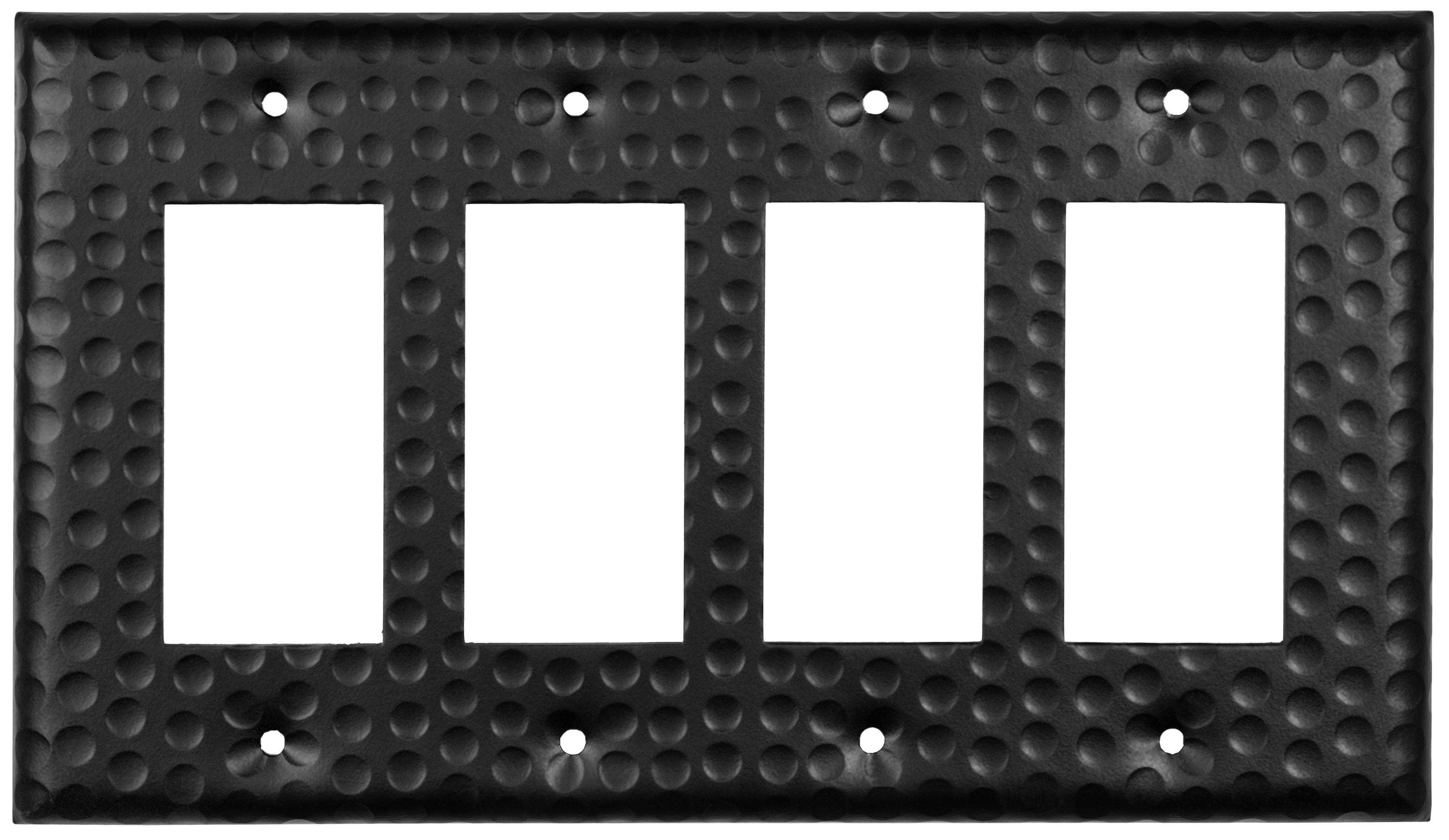 Monarch Abode Hand Hammered 4-Gang Rocker Light Switch Standard Wall Plate