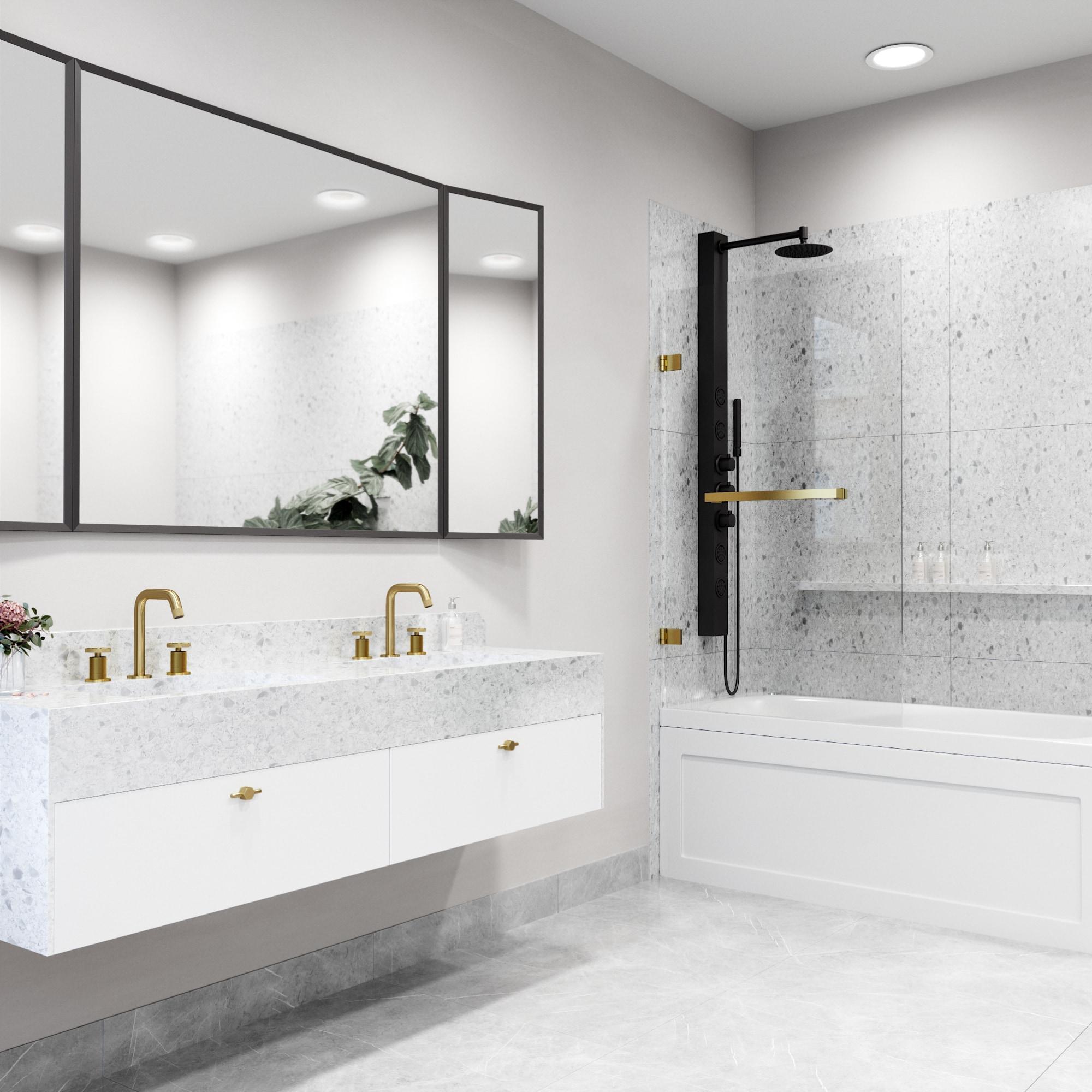 Rialto 34" W x 58" H Hinged Frameless Tub Door with with 5/16" Glass