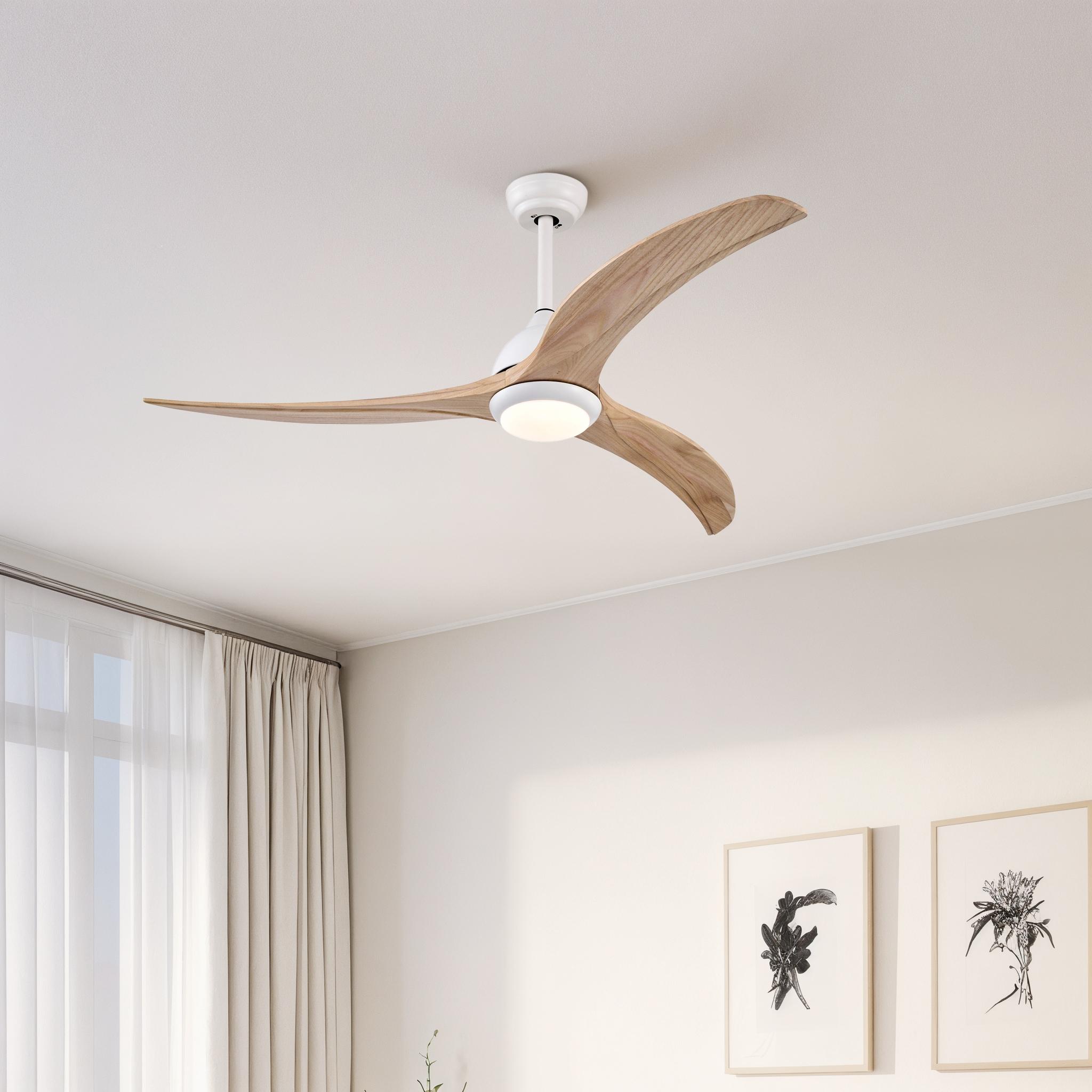 52" Ceiling Fan, Indoor Outdoor Ceiling Fan With Light with Remote Control, Noiseless Reversible Motor, 6 Speed ,3 Color ,Indoor.(Matte White)