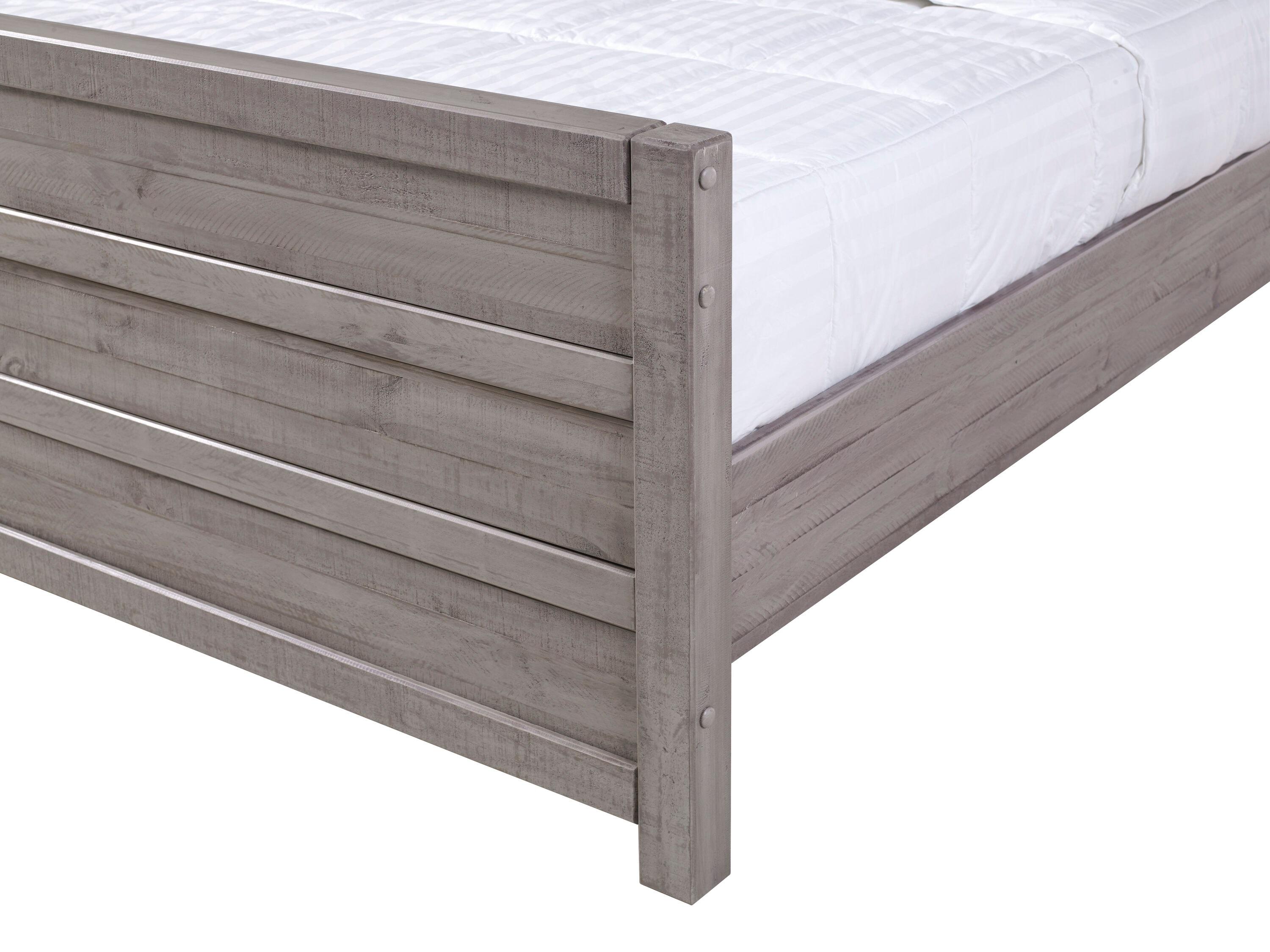 Camaflexi Carmel Solid Wood Platform Bed Frame with Headboard, King, Antique Grey