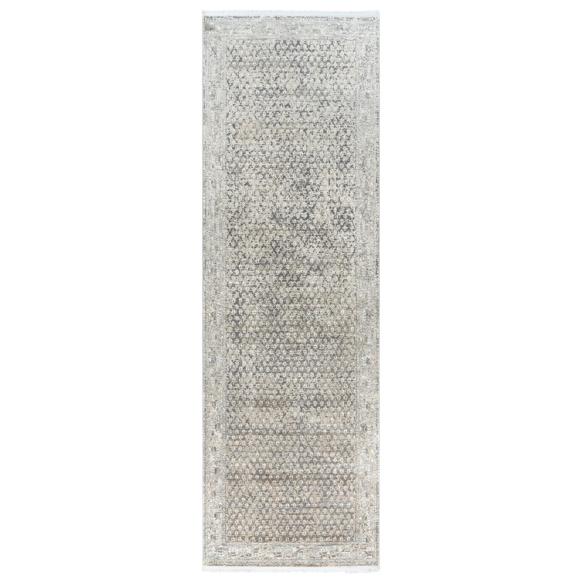 Gertmenian Florance Modica Transitional Oriental Border Floral Dark Gray High-Low Viscose/Acrylic Area Rug