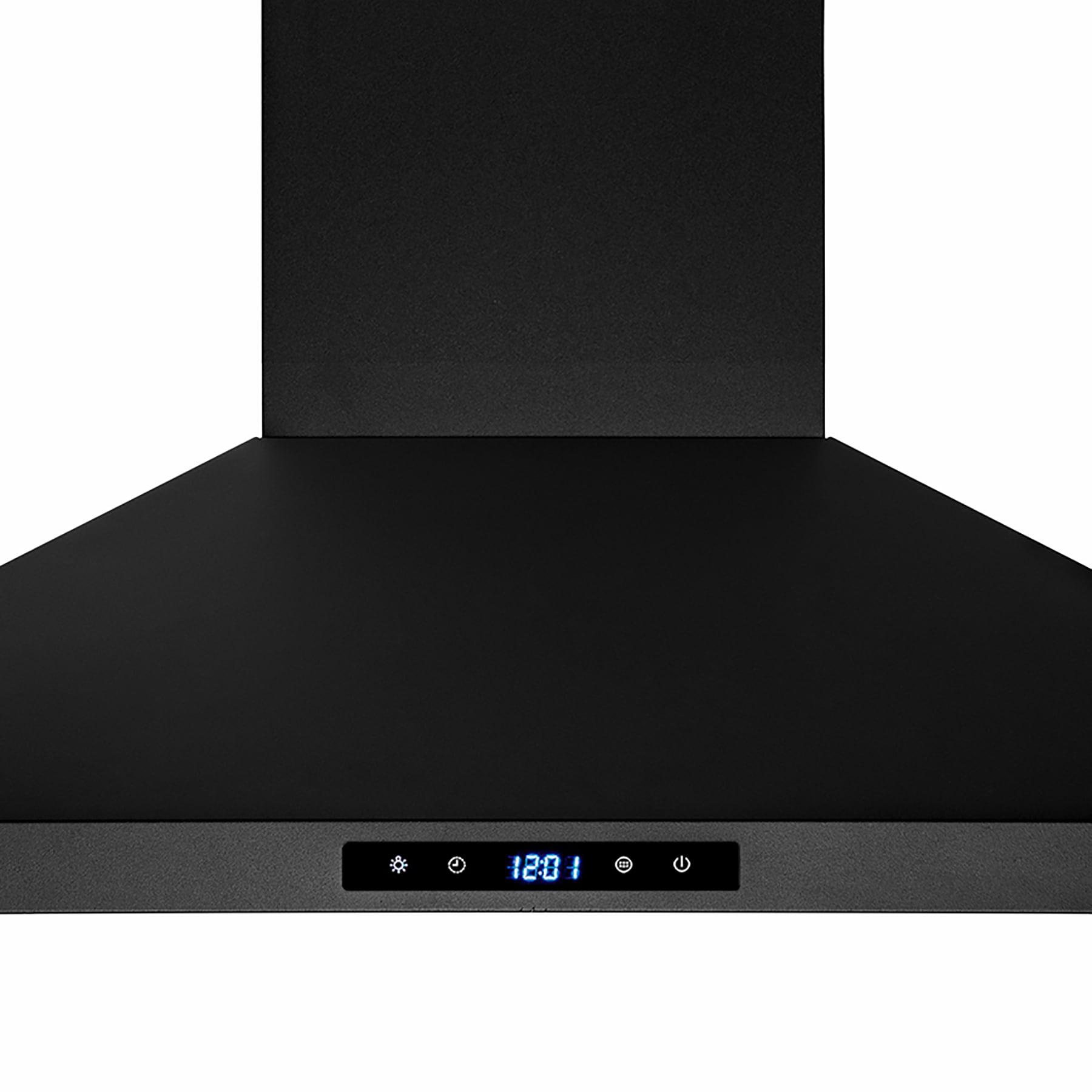 30" Convertible 343CFM Island Range Hood Black Painted Stainless Steel with Carbon Filters