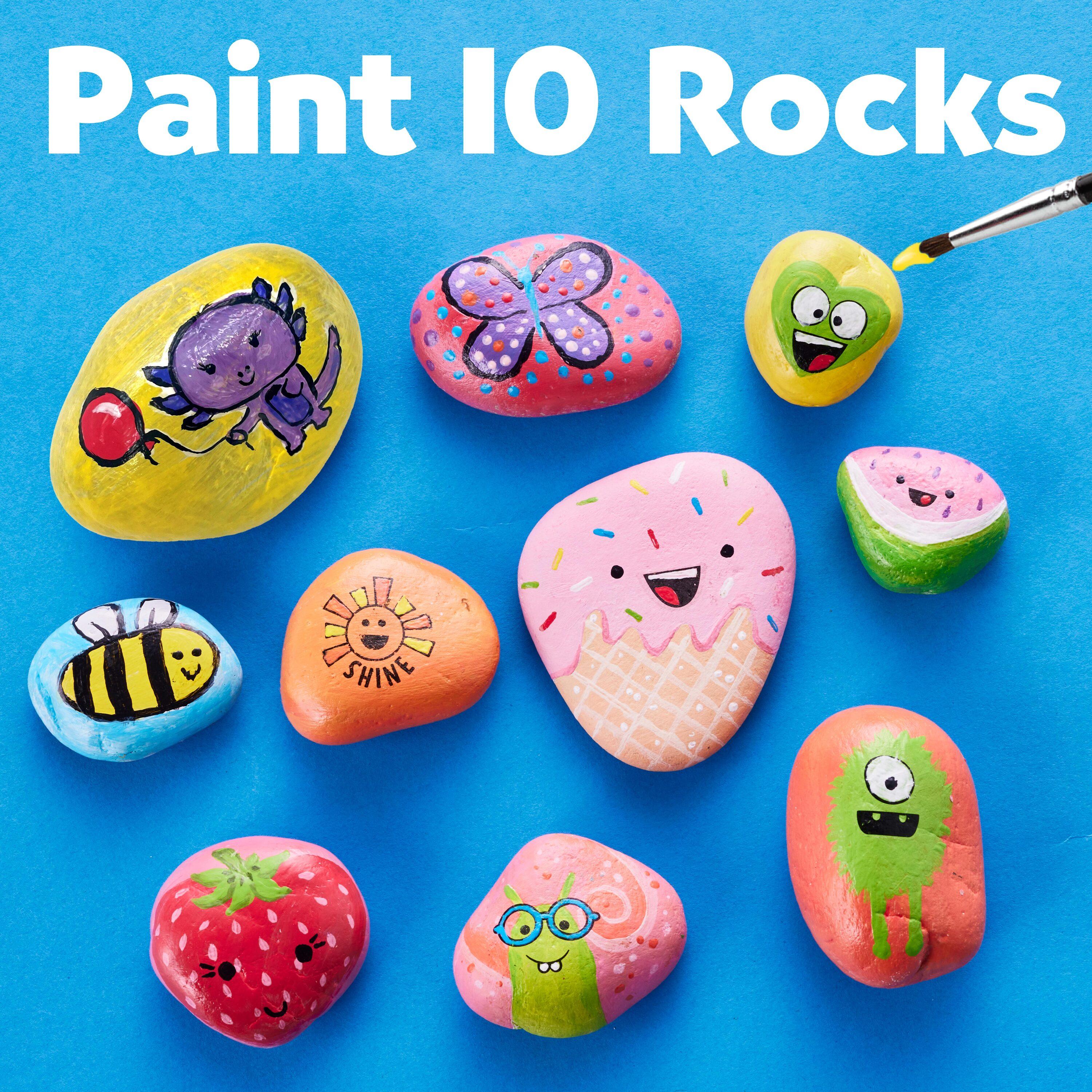 Hide & Seek Rock Painting Kit - Creativity for Kids: Paints, Stickers, Rocks, Brush, Craft Activity for Ages 6+