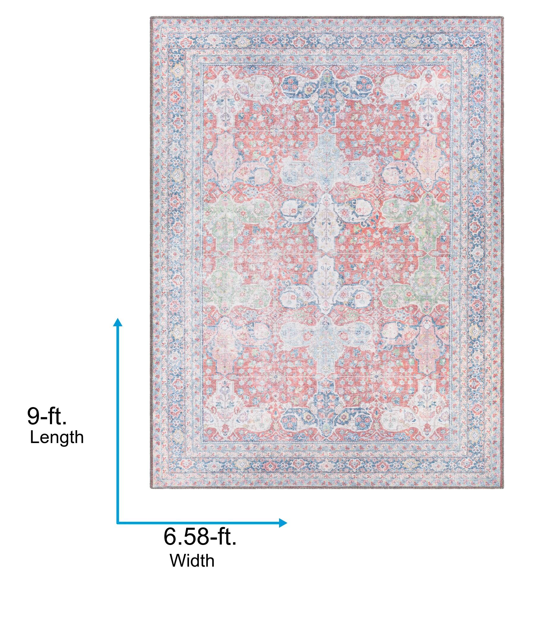 6'7"x9' Alanya Traditional Machine Washable Area Rug Red - Artistic Weavers