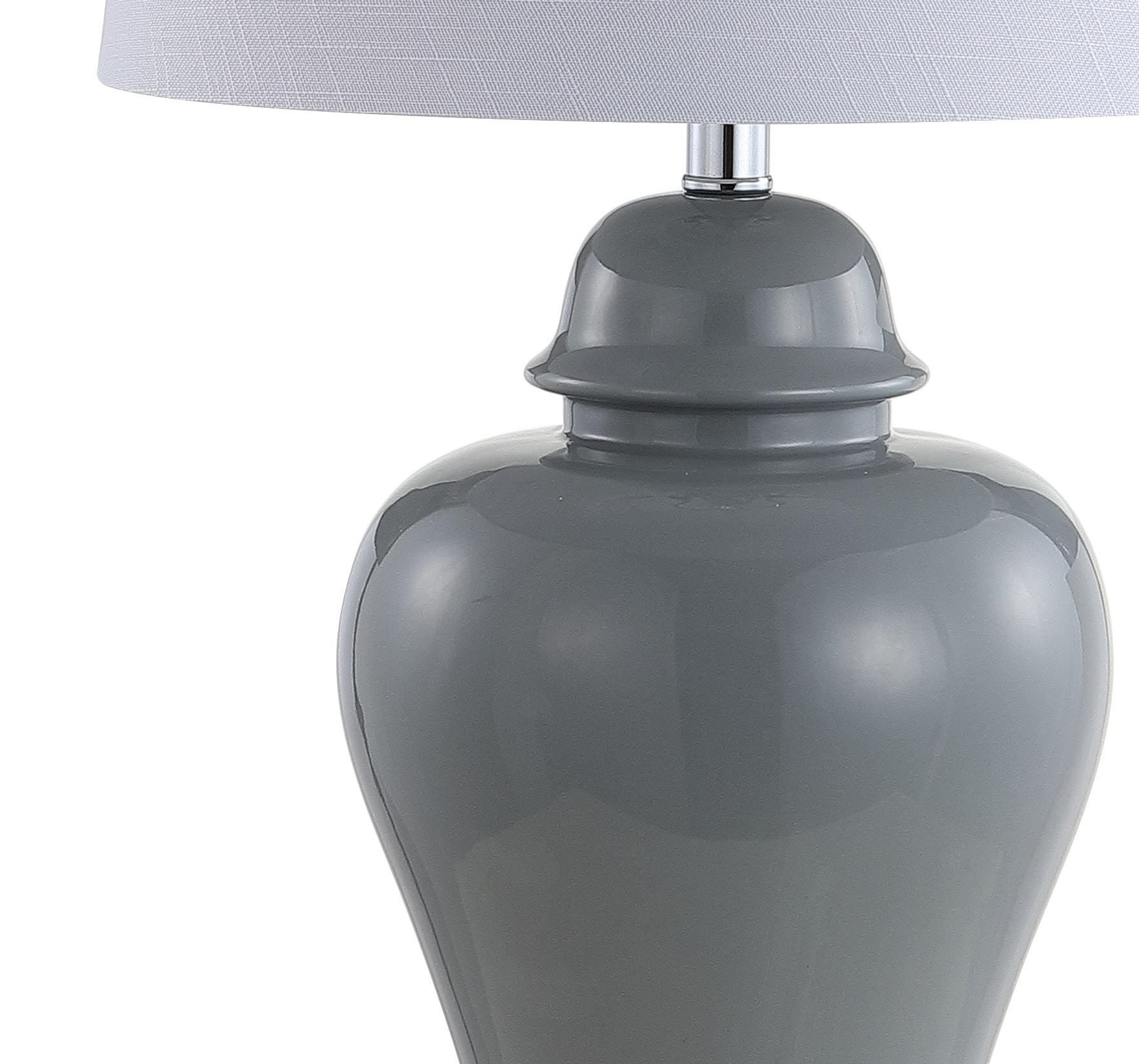 JONATHAN Y JYL4020A-SET2 Winnie 27" Ceramic Urn LED Table Lamp, Contemporary, Transitional for living room, dinning room, bedroom, office Bulb Included, Grey (Set of 2)