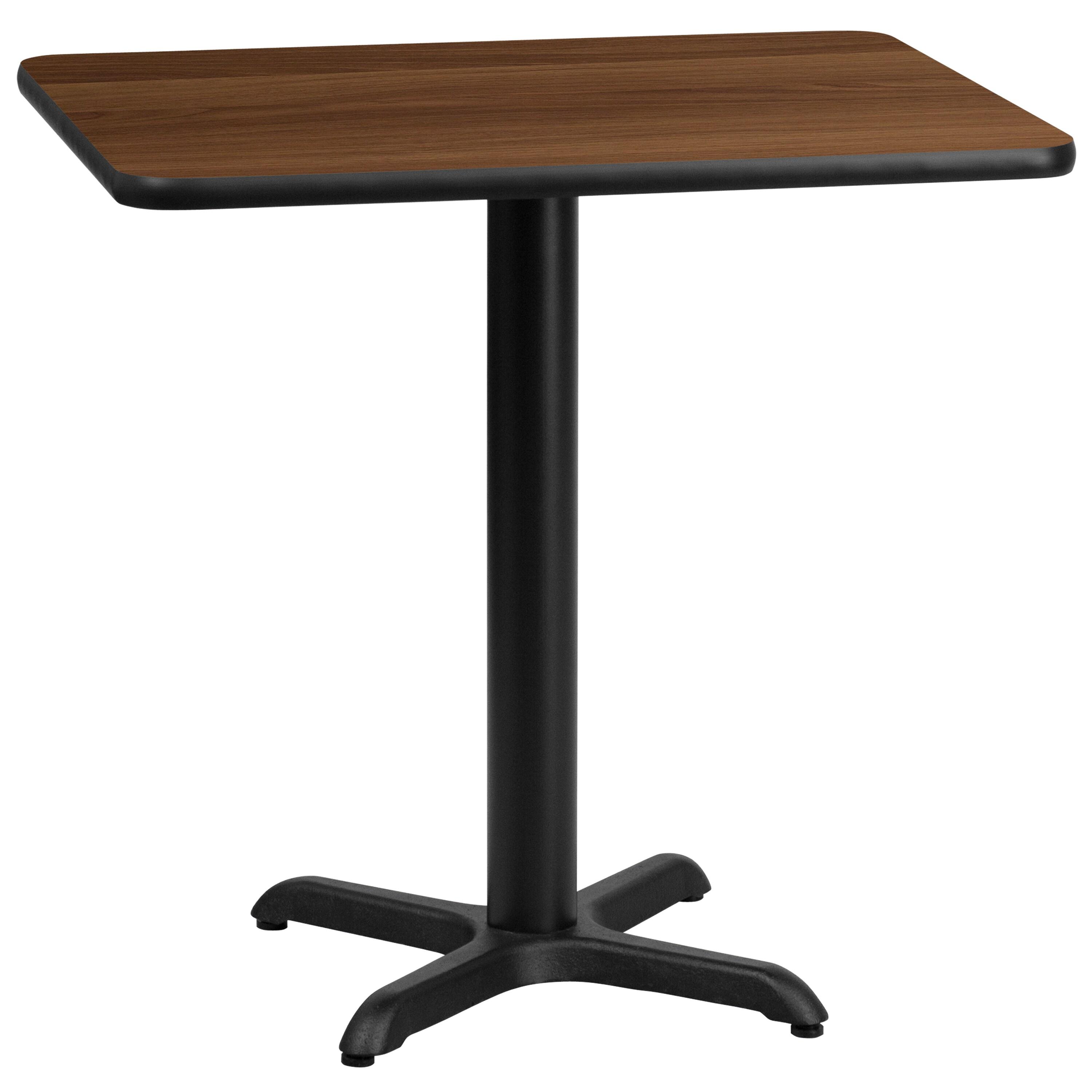 Flash Furniture 24'' x 30'' Rectangular Walnut Laminate Table Top with 22'' x 22'' Table Height Base