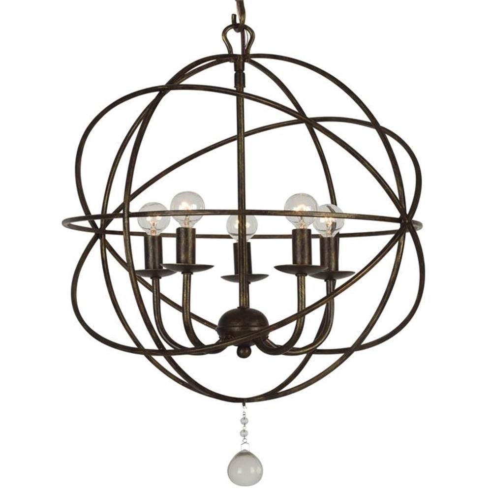 Elegant Mini Cage Chandelier with Clear Glass Drops in English Bronze