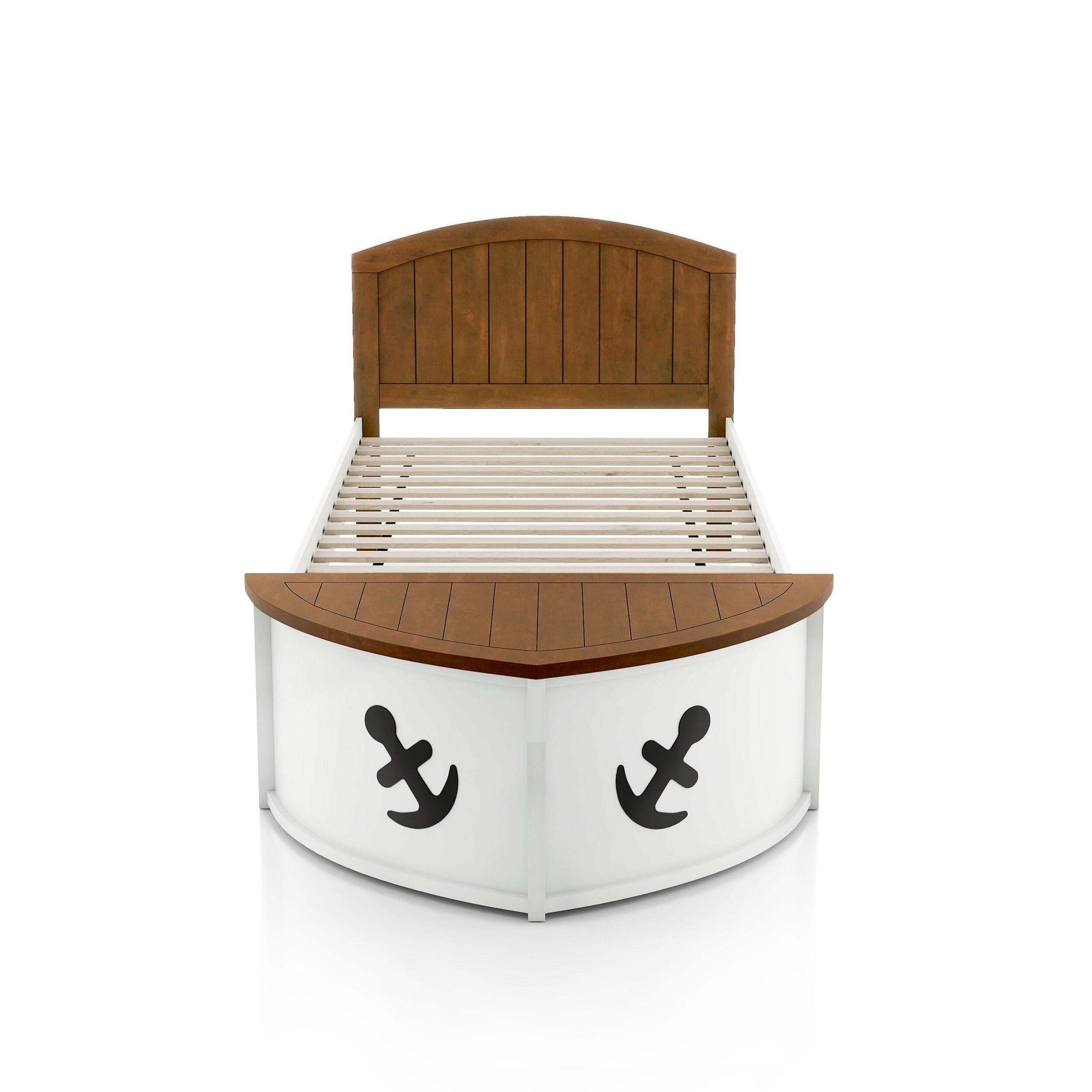 Furniture of America Badedu Kids Solid Wood Twin Captain Bed White and Oak