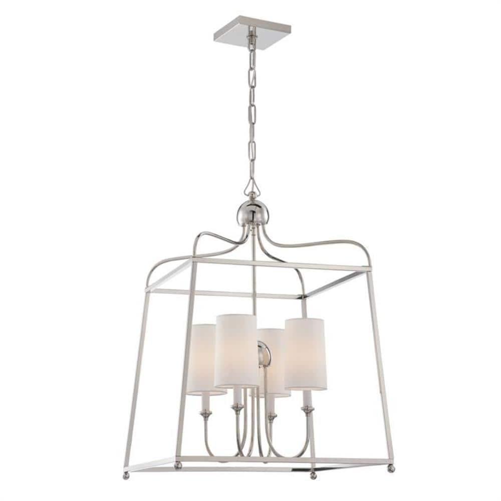 Four Light Chandelier With Linen Fabric Shades In Traditional Style 21.5 Inches Wide By 29.75 Inches High     -Traditional Installation Crystorama