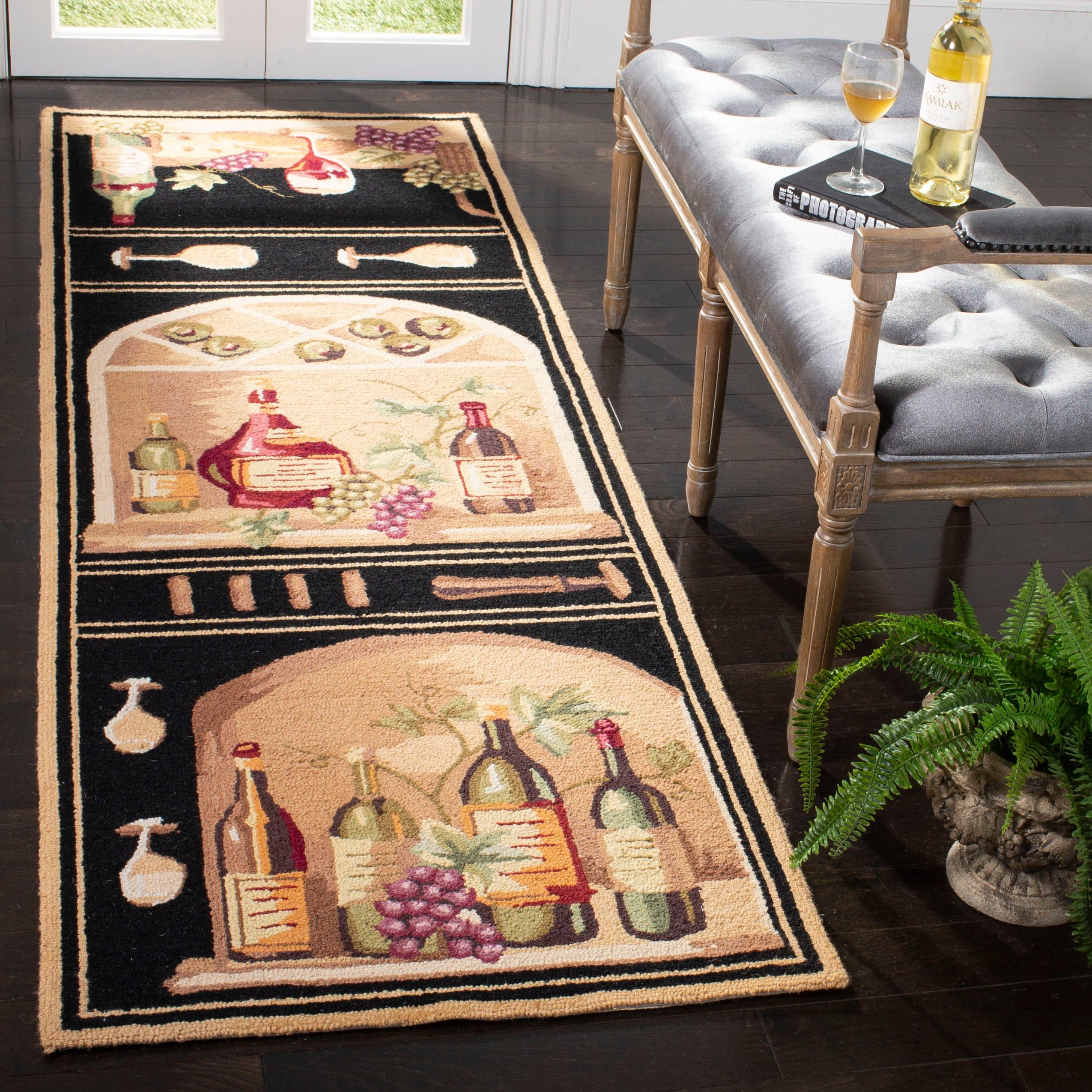 Chelsea HK254 Hand Hooked Runner Rug - Black/Multi - 2'6"x10' - Safavieh.