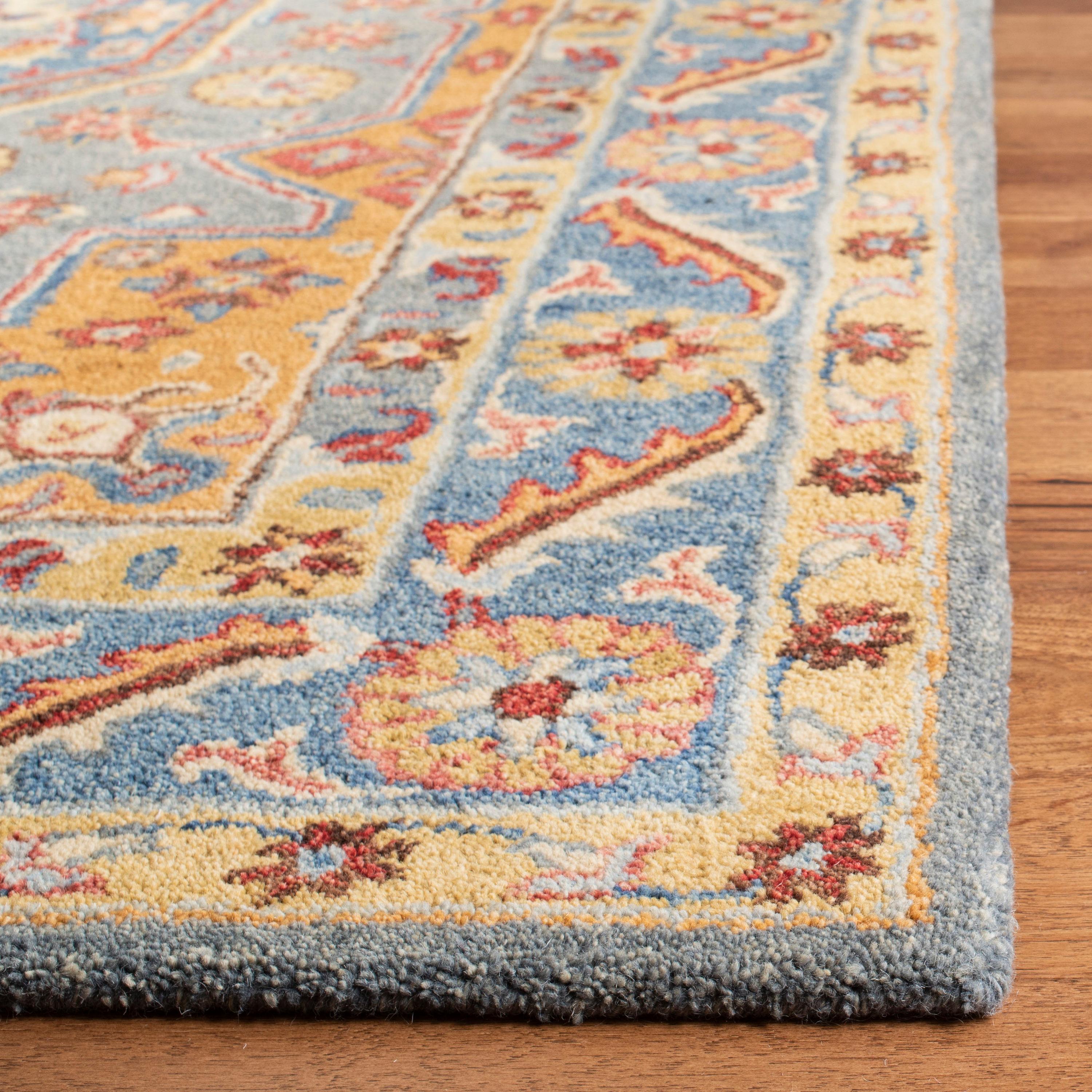 Antiquity AT504 Hand Tufted Runner Rug - Blue/Gold - 2'3"x8' - Safavieh.