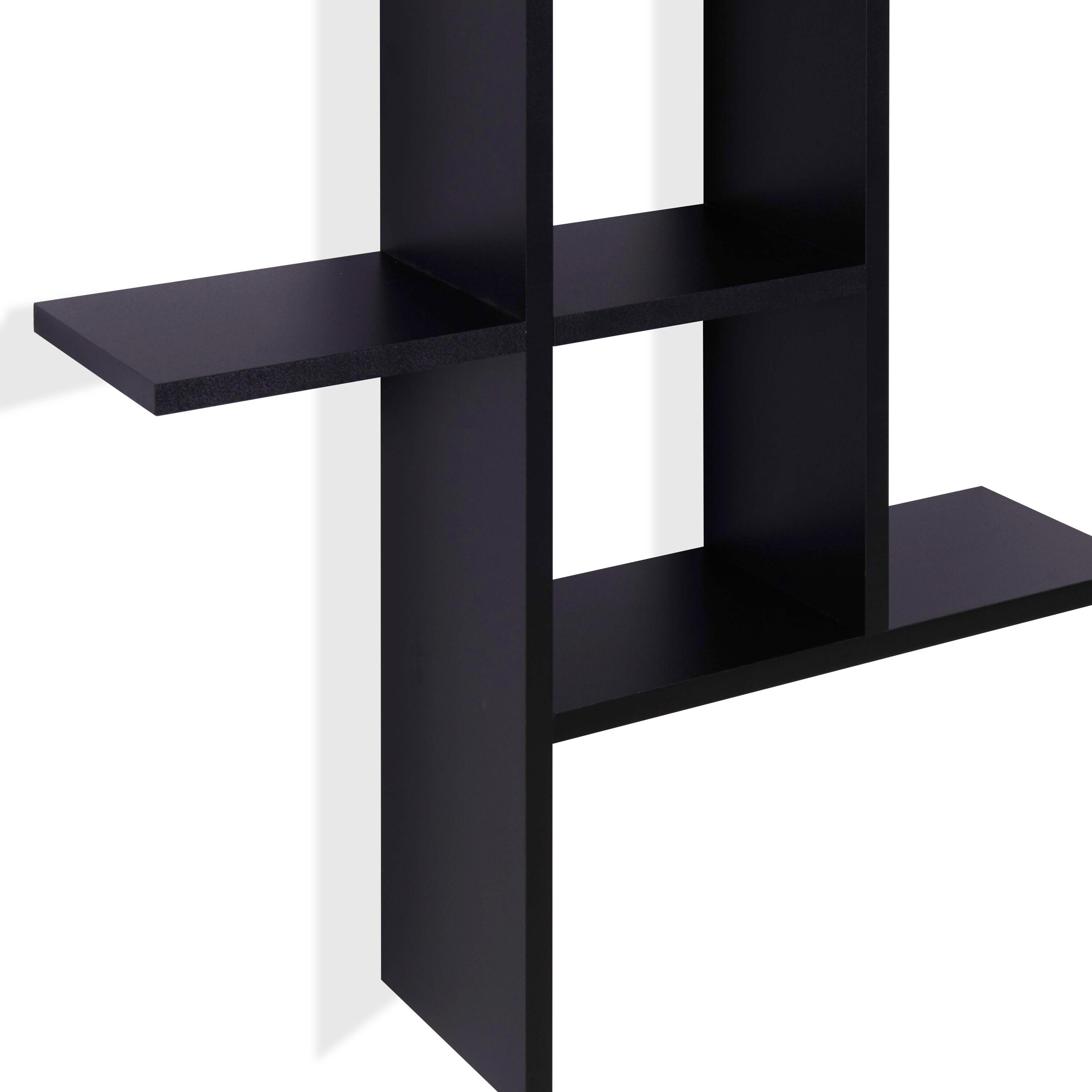 Danya B. 40" x 24" Cantilever Wall Shelf Black: Modern Laminated MDF, 4-Tier Storage, Includes Mounting Hardware
