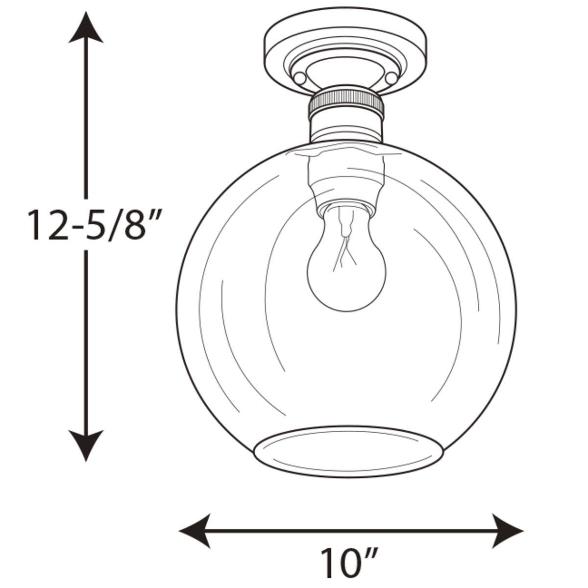 Progress Lighting Hansford 1-Light Flush Mount, Polished Nickel, Clear Shade