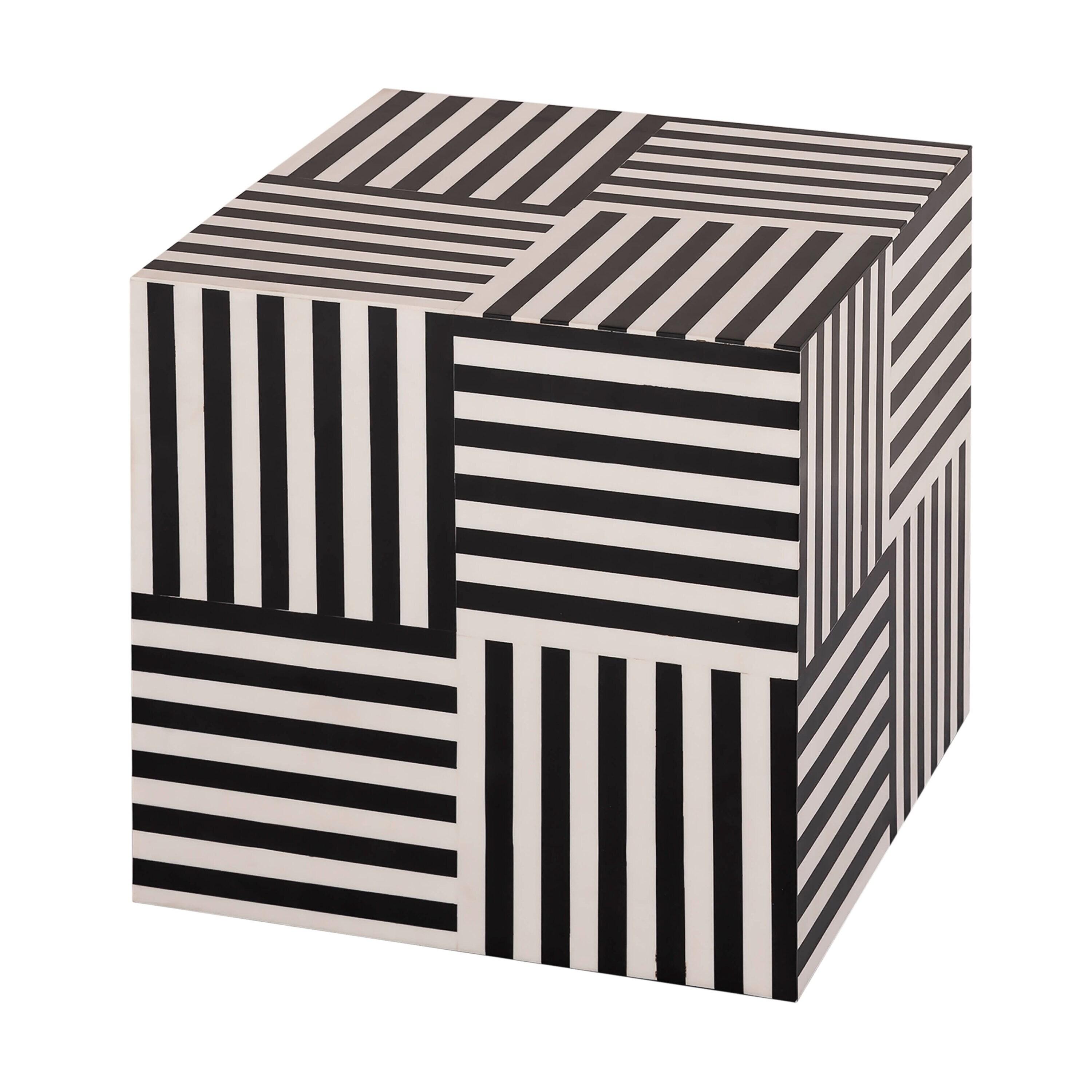 TOV Furniture Cube Black and White Side Table