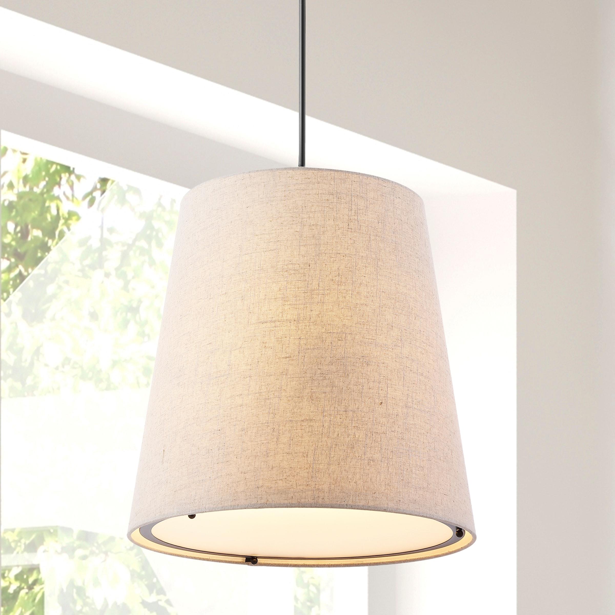 Arden 18" 1-Light Farmhouse Bohemian Iron LED Pendant, Oil Rubbed Bronze/Beige