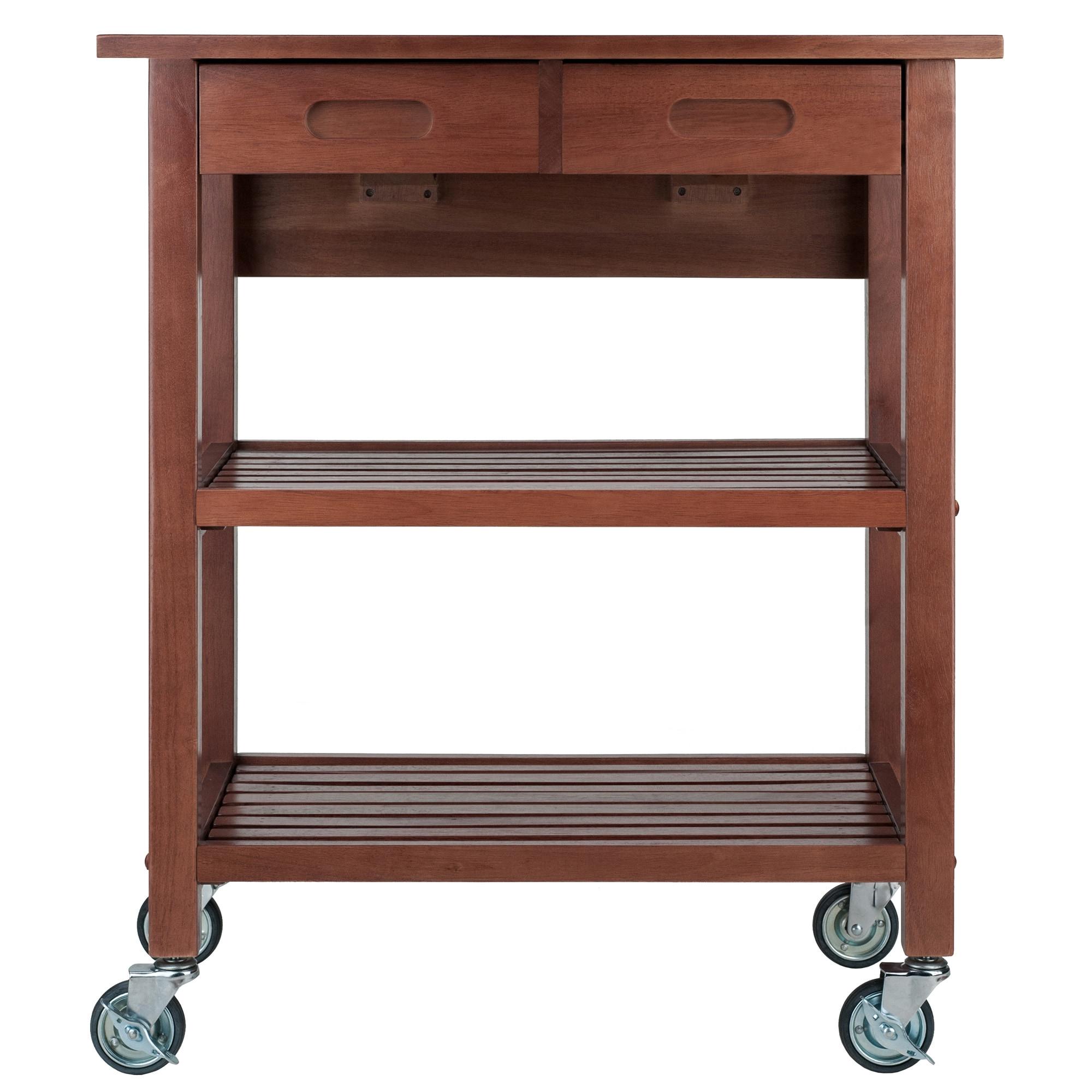 Jonathan Kitchen Cart Walnut - Winsome: Rolling Island with Storage, Wood Composite Surface