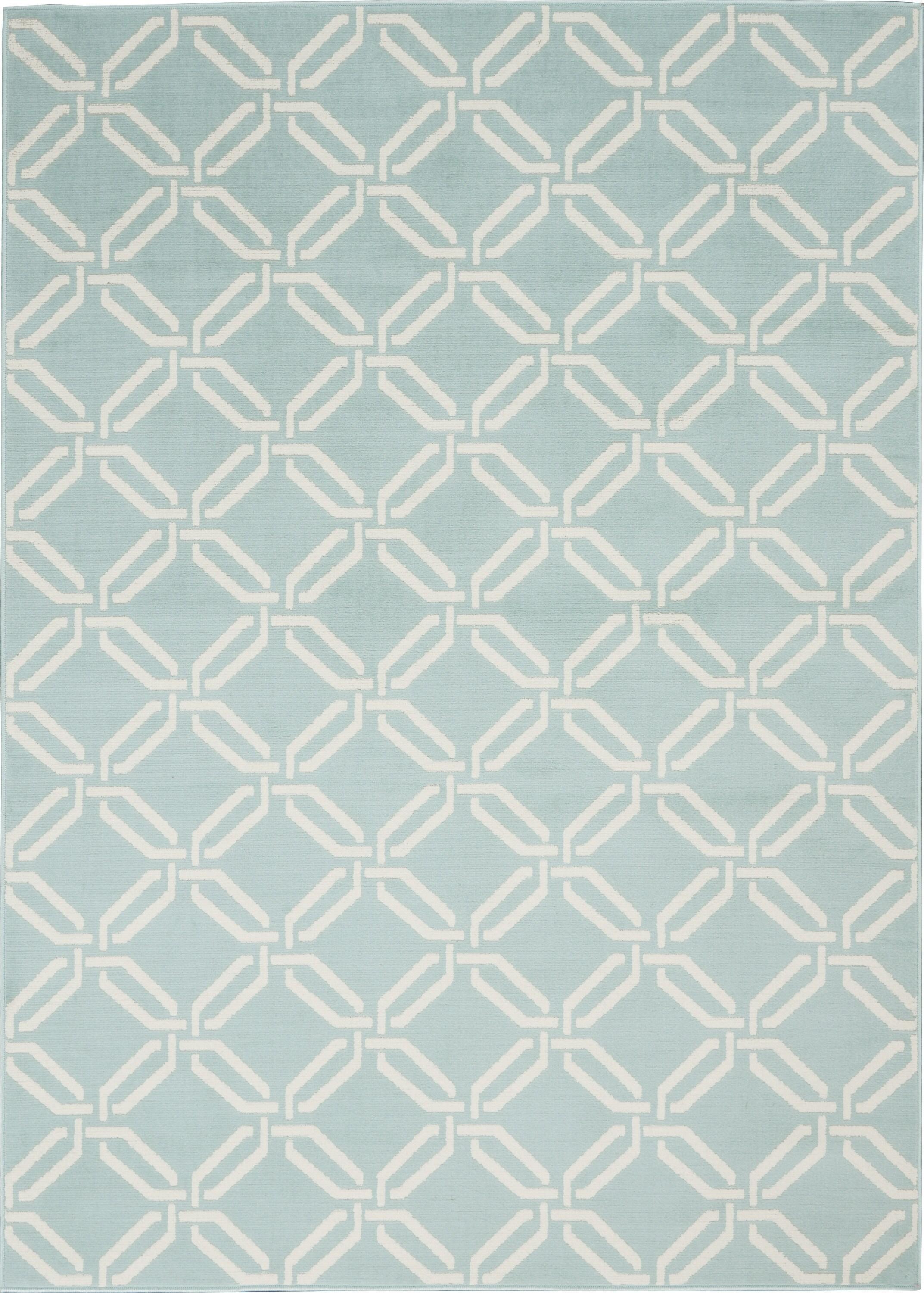 Nourison Jubilant Modern Trellis Green 6' x 9' Area Rug, (6' x 9')