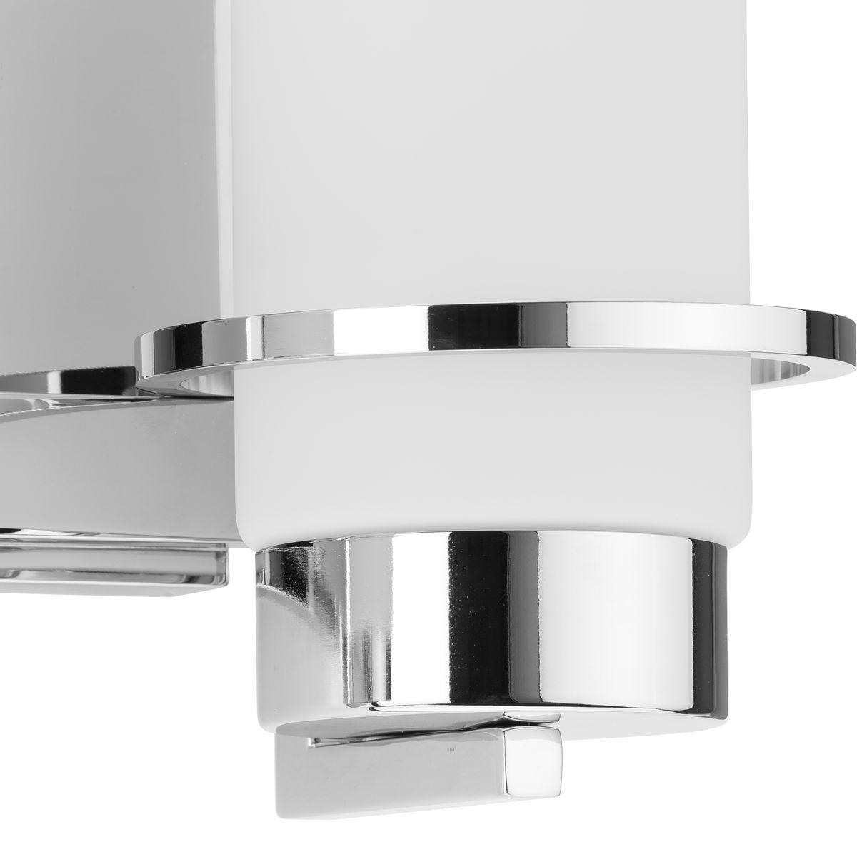 Progress Lighting Reiss 2-Light Vanity Light, Polished Chrome, White Glass Shade