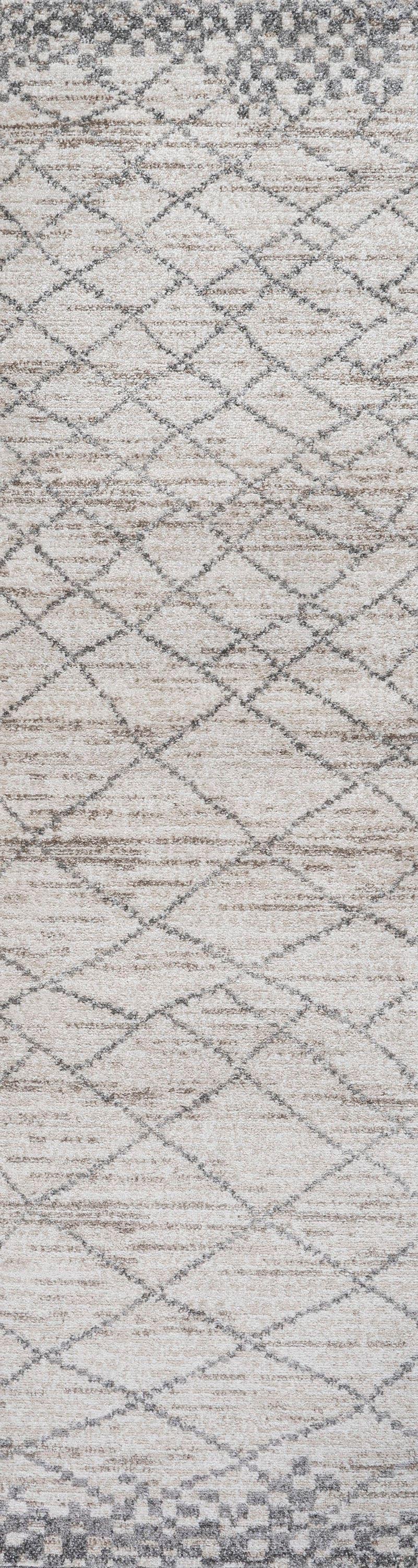 2'x8' Asilah Moroccan Modern Diamond Runner Rug, Light Gray - JONATHAN Y
