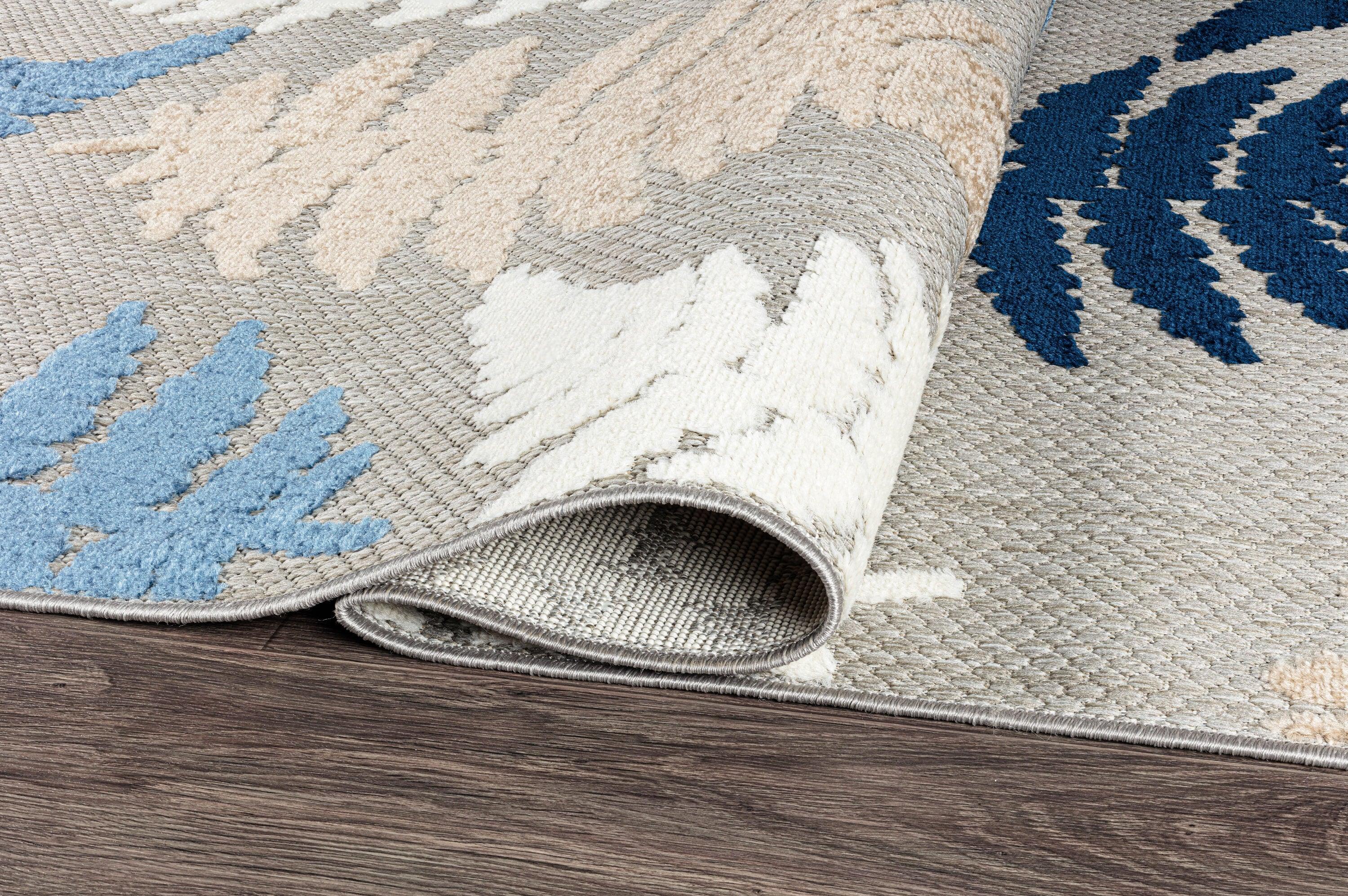 World Rug Gallery Seville Floral Leaves Indoor/Outdoor Area Rug - Blue 7'10" x 10'