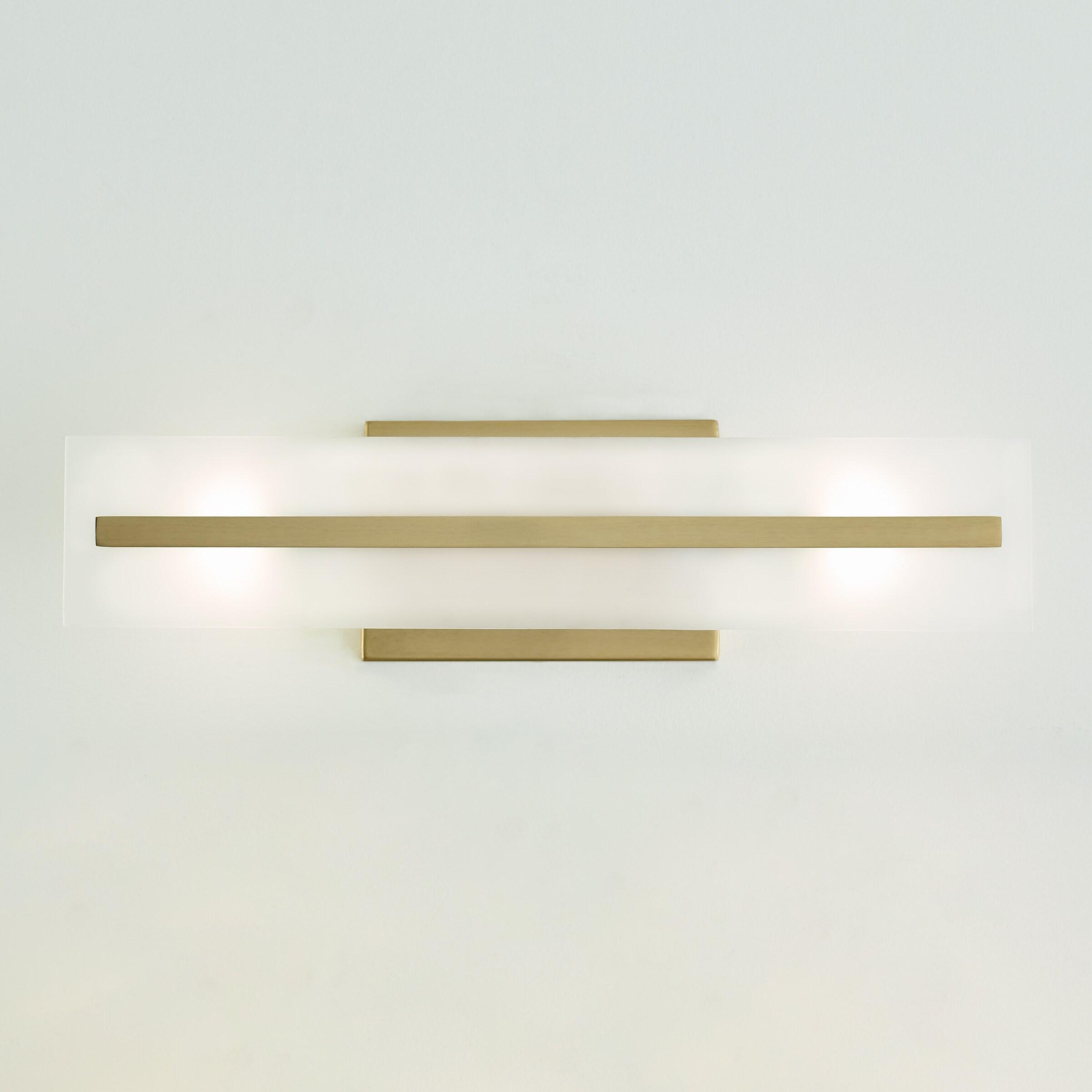 Dex Satin Brass Energy Star 2-Light Vanity with Etched Glass