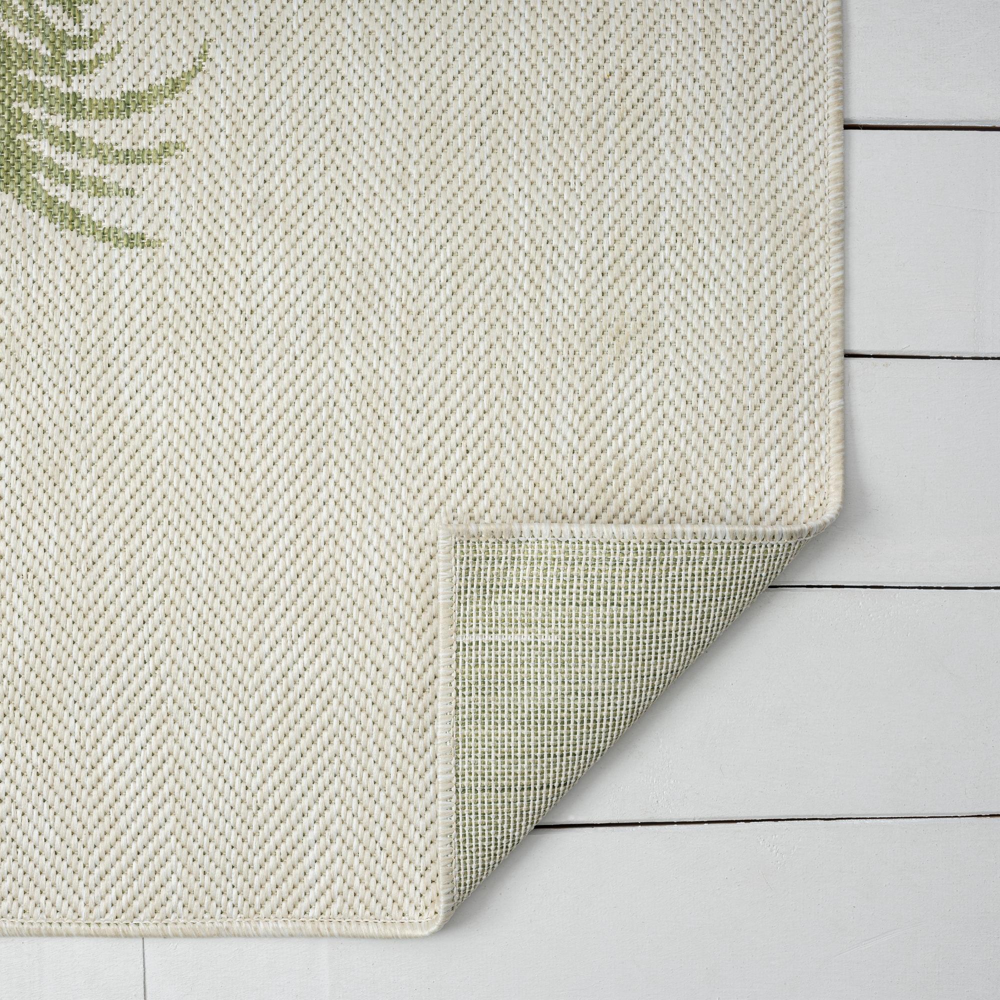 LR Home Camila 5' x 7', Beige/Green Palm Tree Fade, Stain, and Moisture Resistant Indoor/Outdoor Area Rug