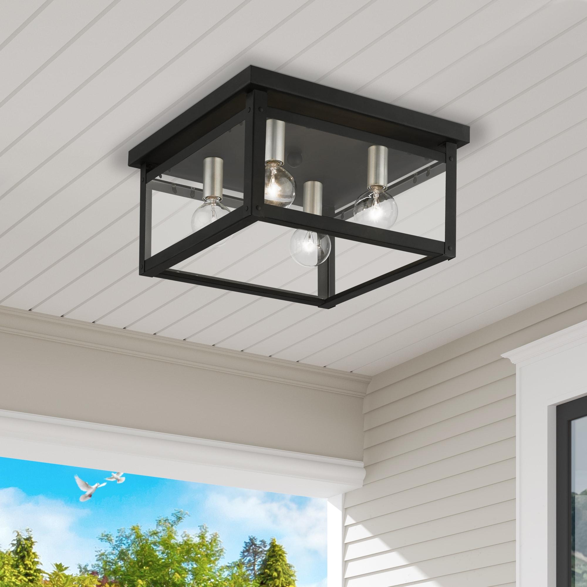 Livex Lighting 4032 Milford 4 Light 11" Wide Flush Mount Ceiling Fixture - Black / Brushed