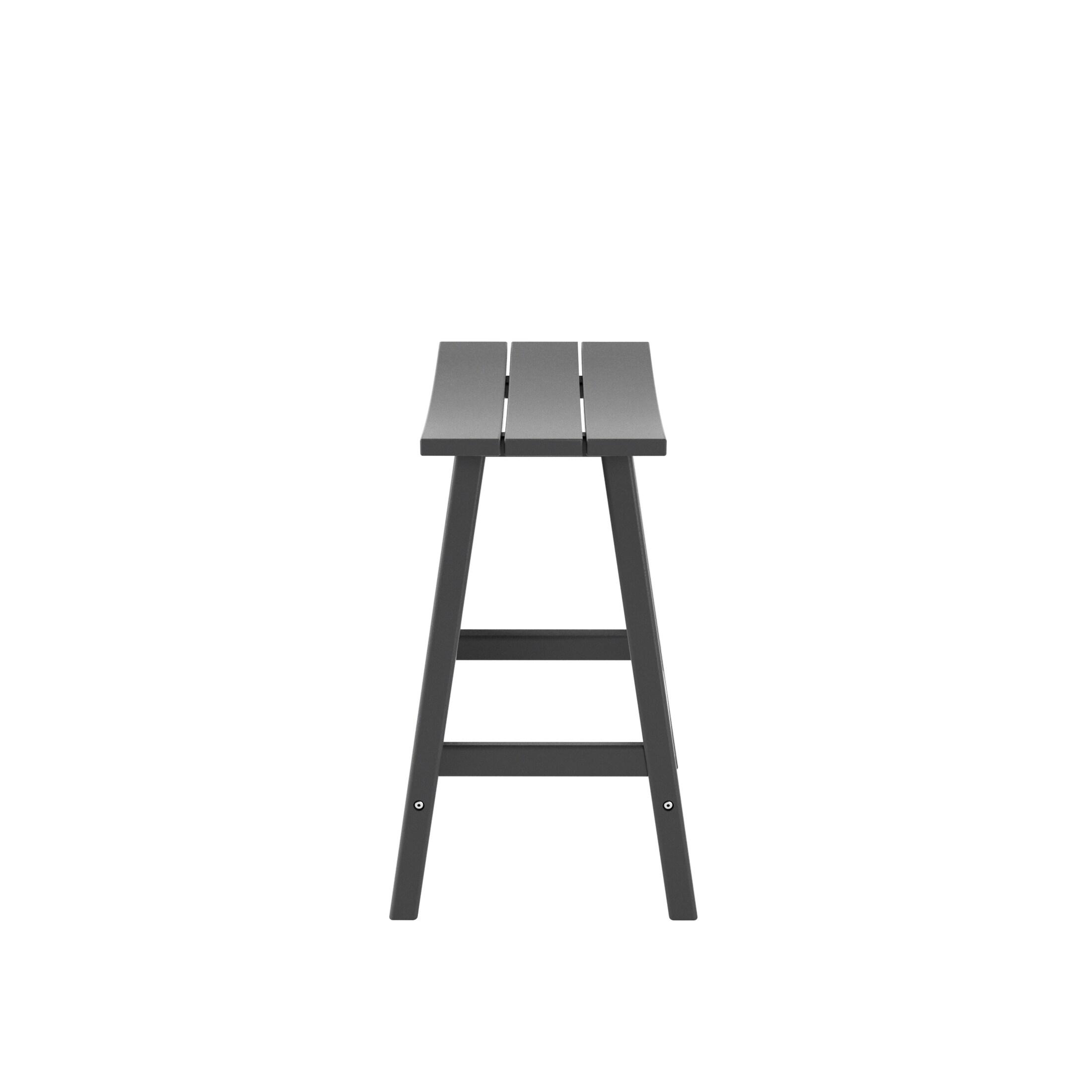 Polytrends Laguna Hdpe All Weather Outdoor Patio 24" Saddle Seat Counter Stool (Set Of 2) Gray