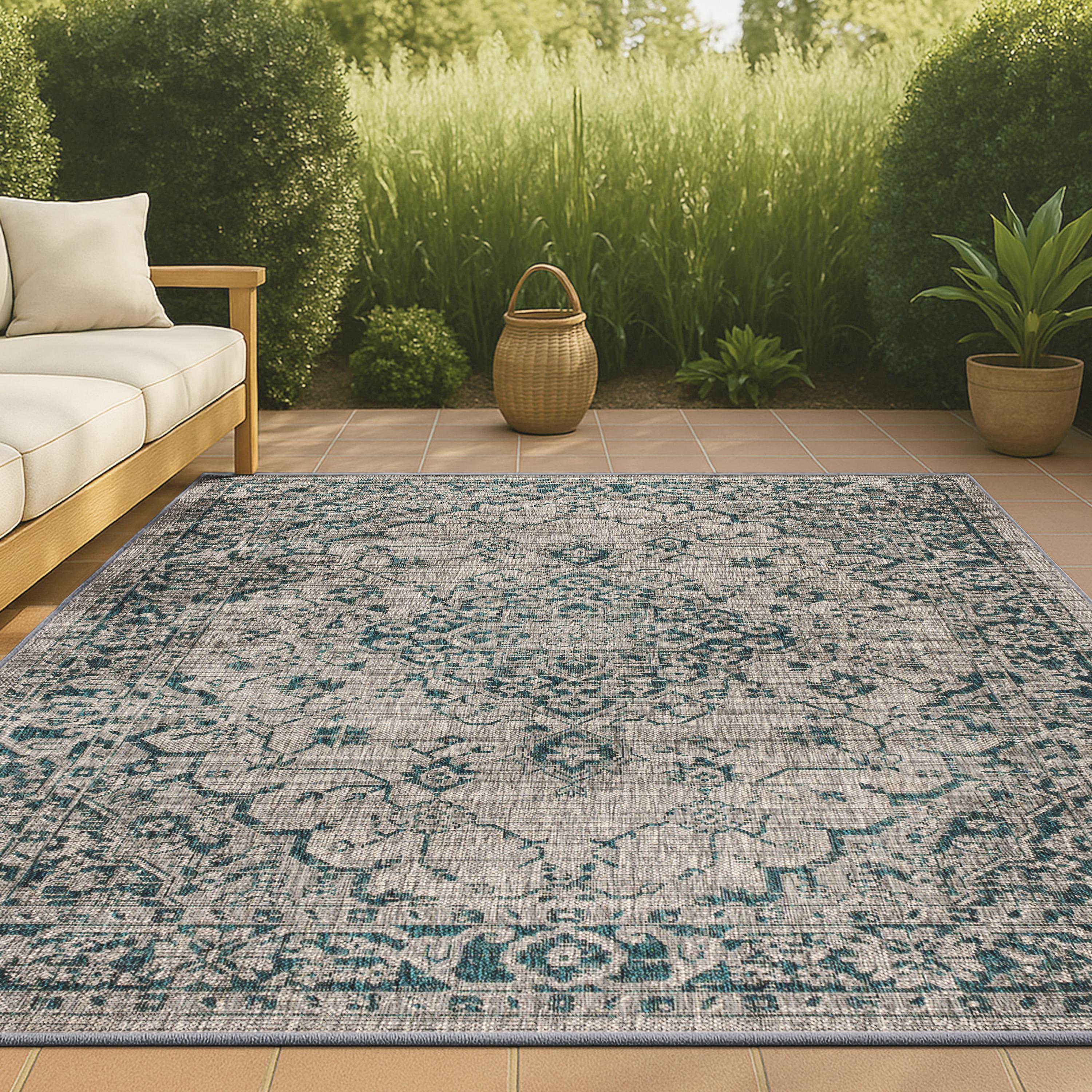 Nate Boho Medallion Textured Weave Indoor/Outdoor Rug