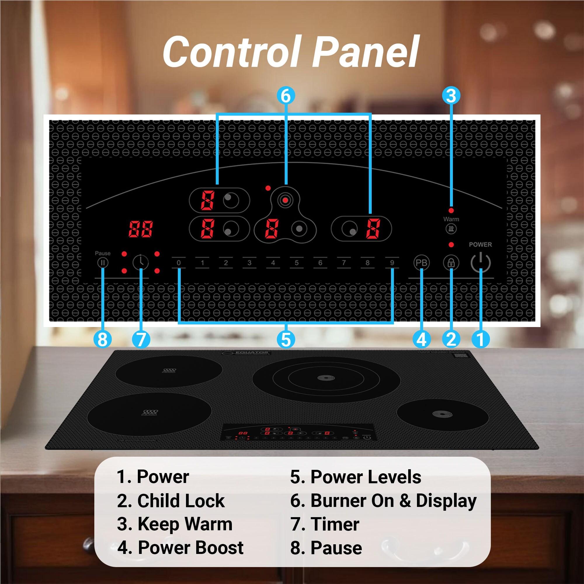 Equator Design 30" Electric Hybrid CERAMIC-INDUCTION 4 Burner Cooktop 220V