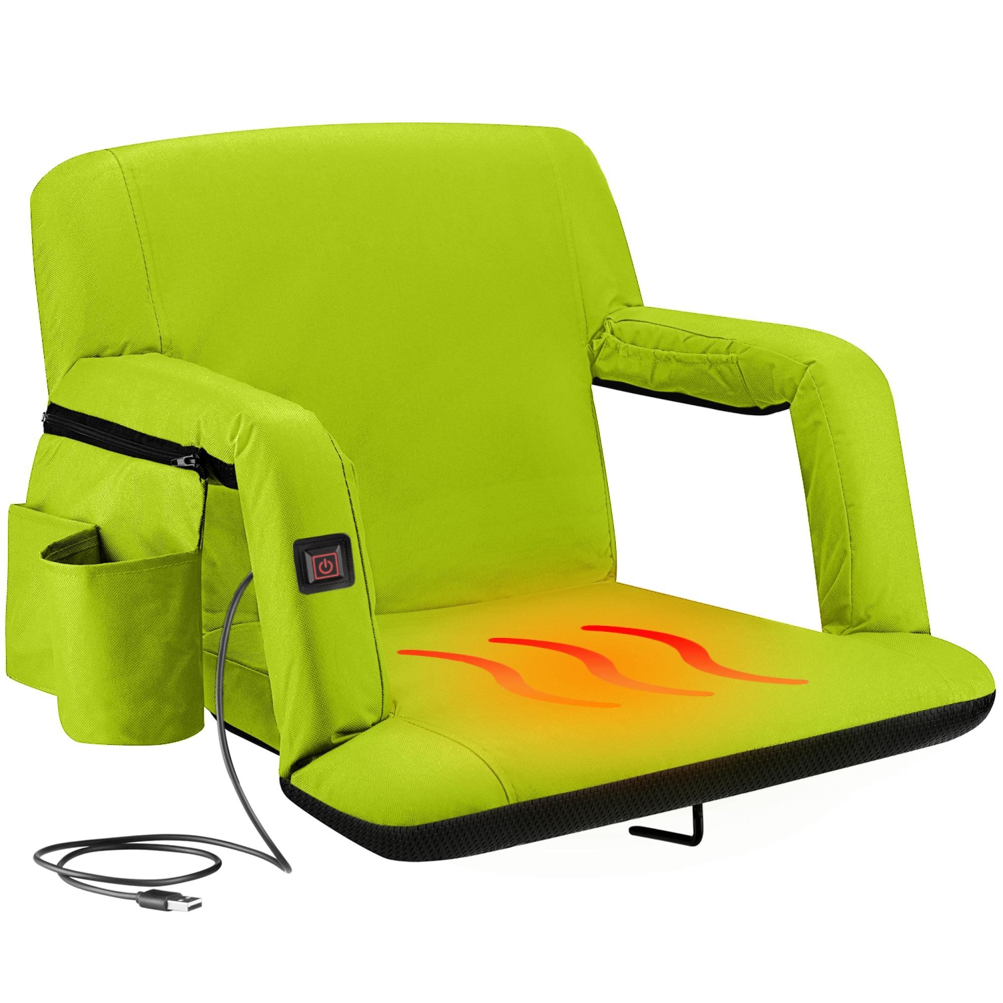 Alpcour Wide Heated Reclining Stadium Seat with Armrests - 21" Lime