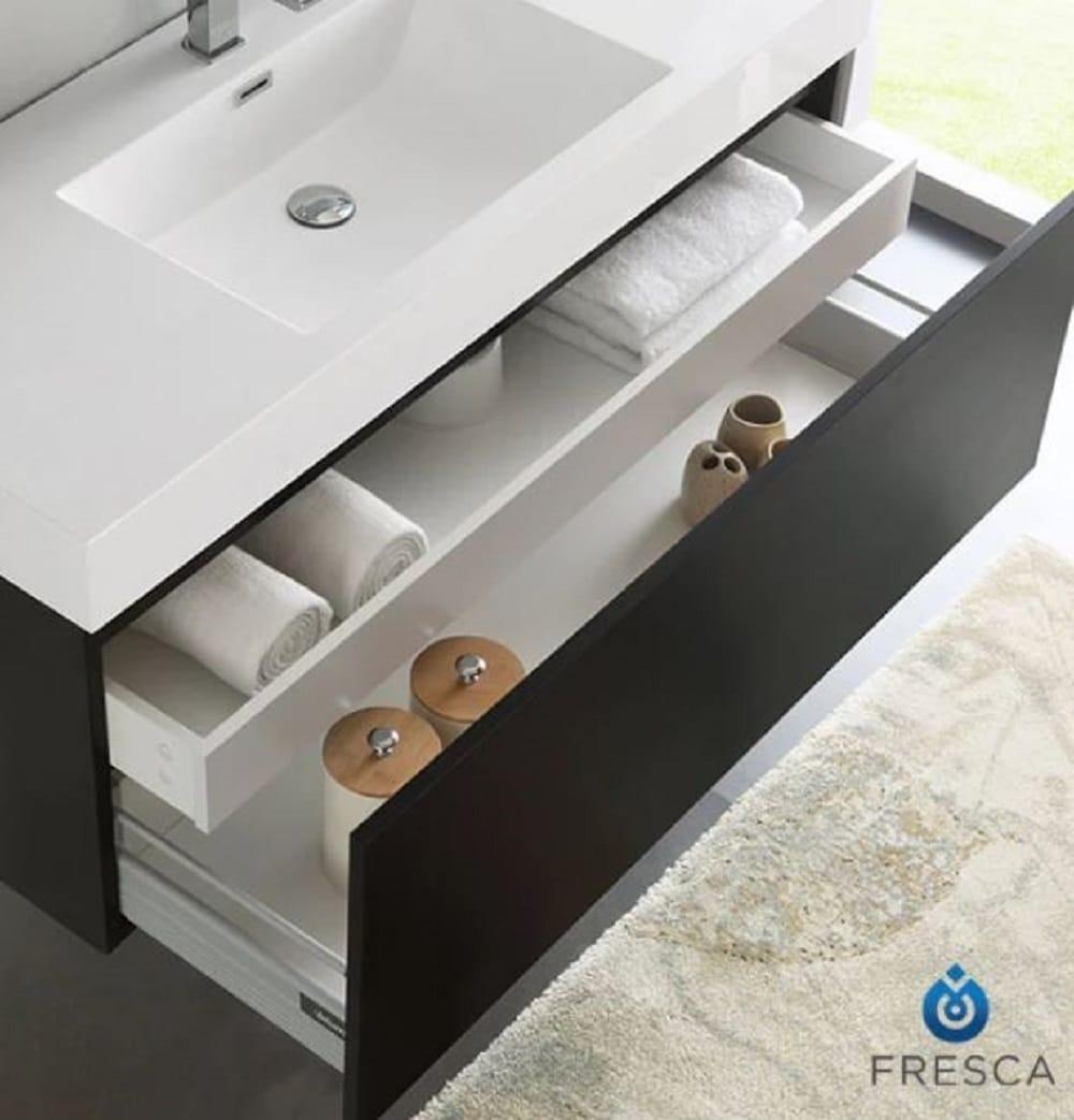 Mezzo 48"Black Wall Hung Bathroom Vanity & Medicine Cabinet
