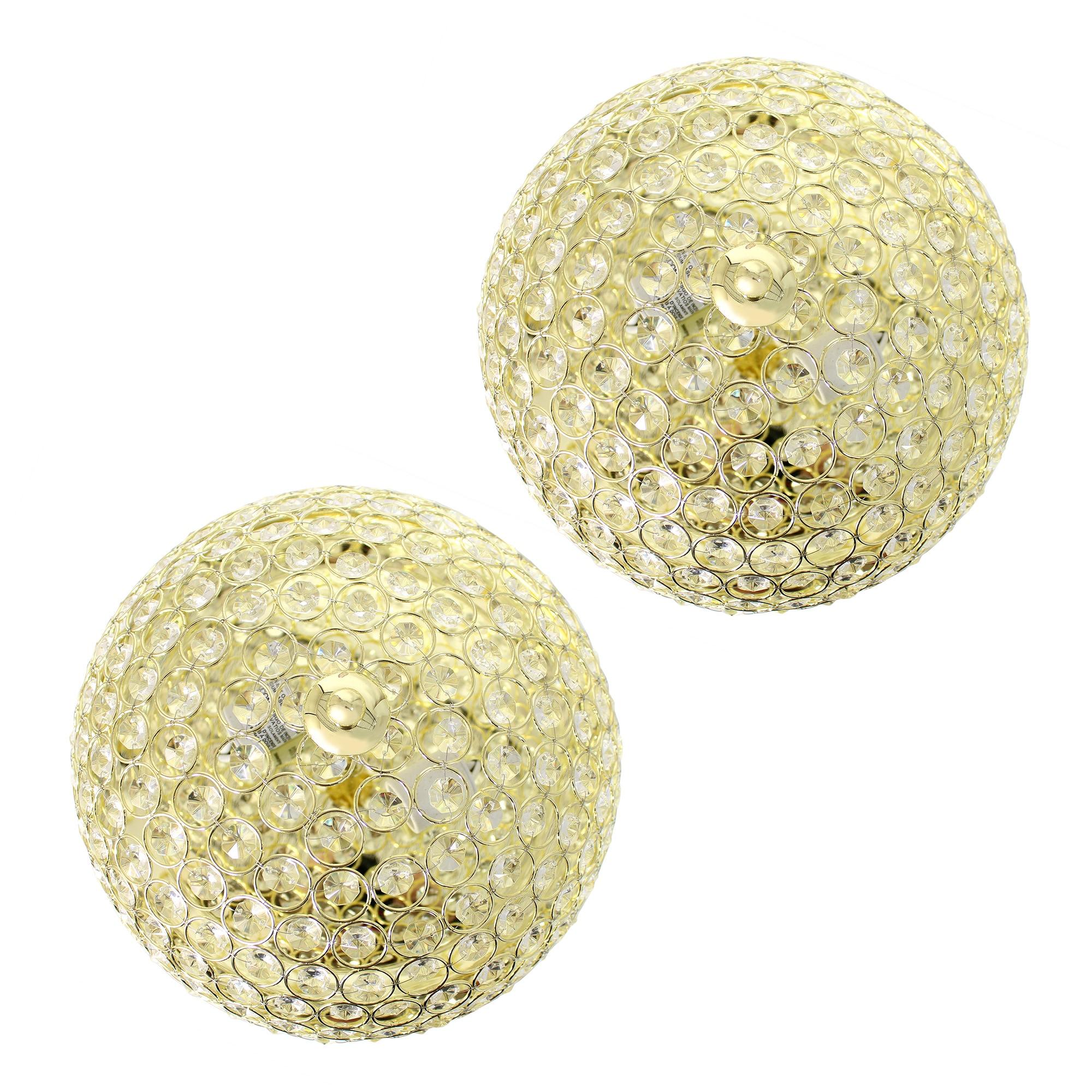 (Set of 2) 2-Light Crystal Glam Ceiling Flush Mount Pendants - Lalia Home