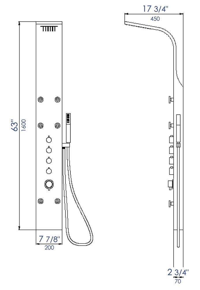 63'' Shower Panel with Fixed Shower Head