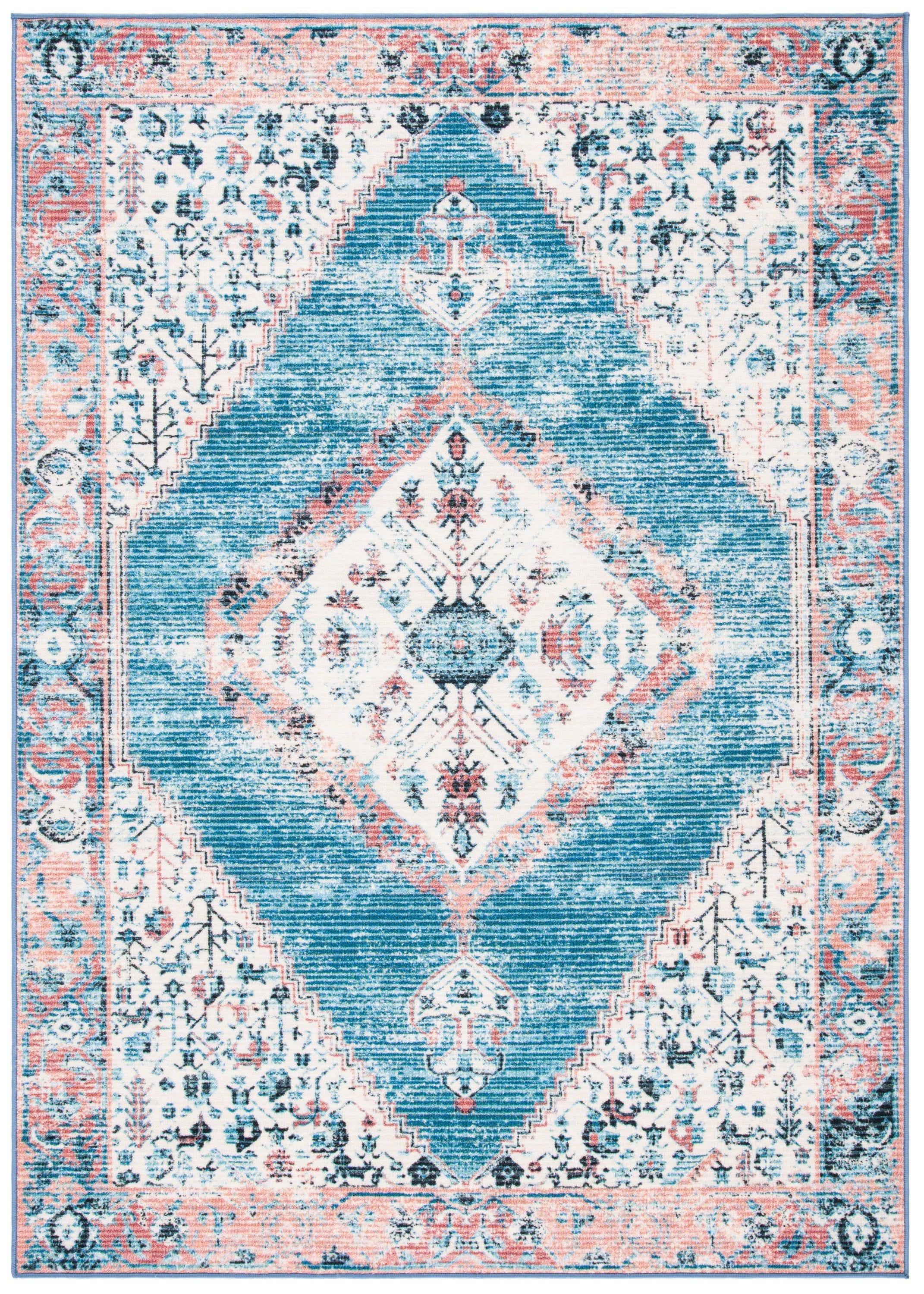 Journey JNY149 Power Loomed Machine Washable Slip Resistant Area Rug - Ivory/Blue - 8'9"x12' - Safavieh